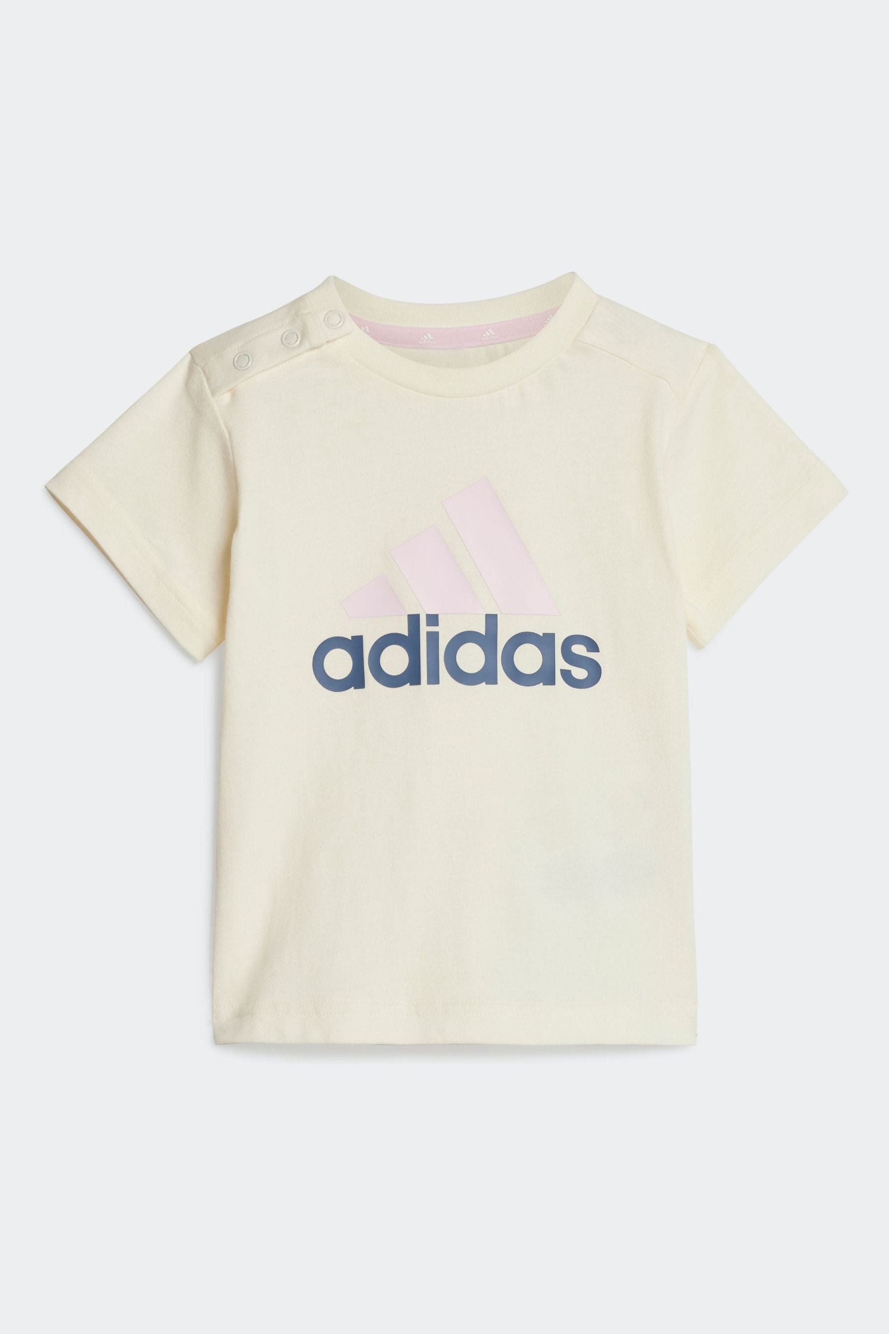 Pink/Yellow adidas Sportswear Essentials Organic Cotton T-Shirt And Shorts Set