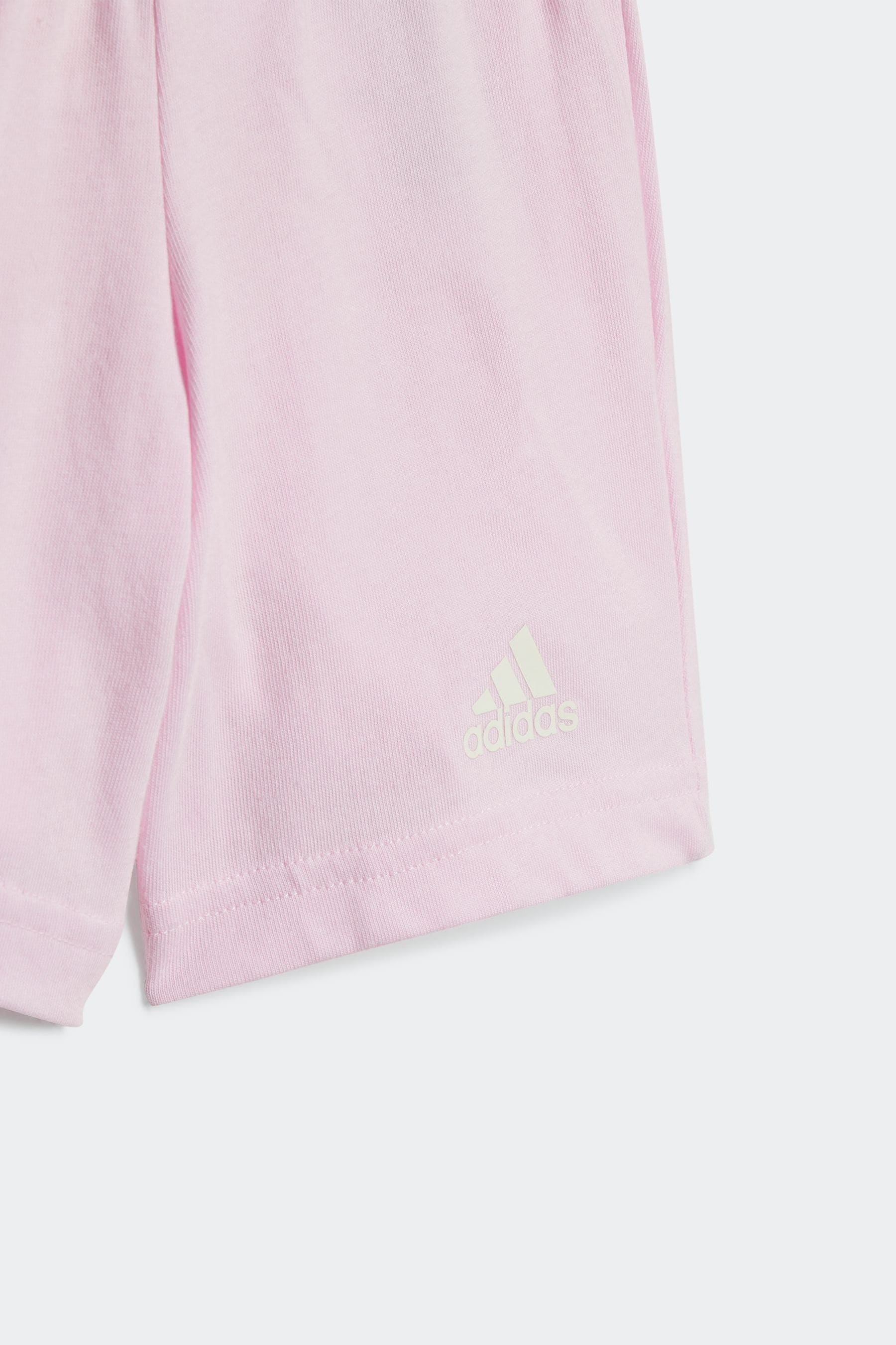 Pink/Yellow adidas Sportswear Essentials Organic Cotton T-Shirt And Shorts Set