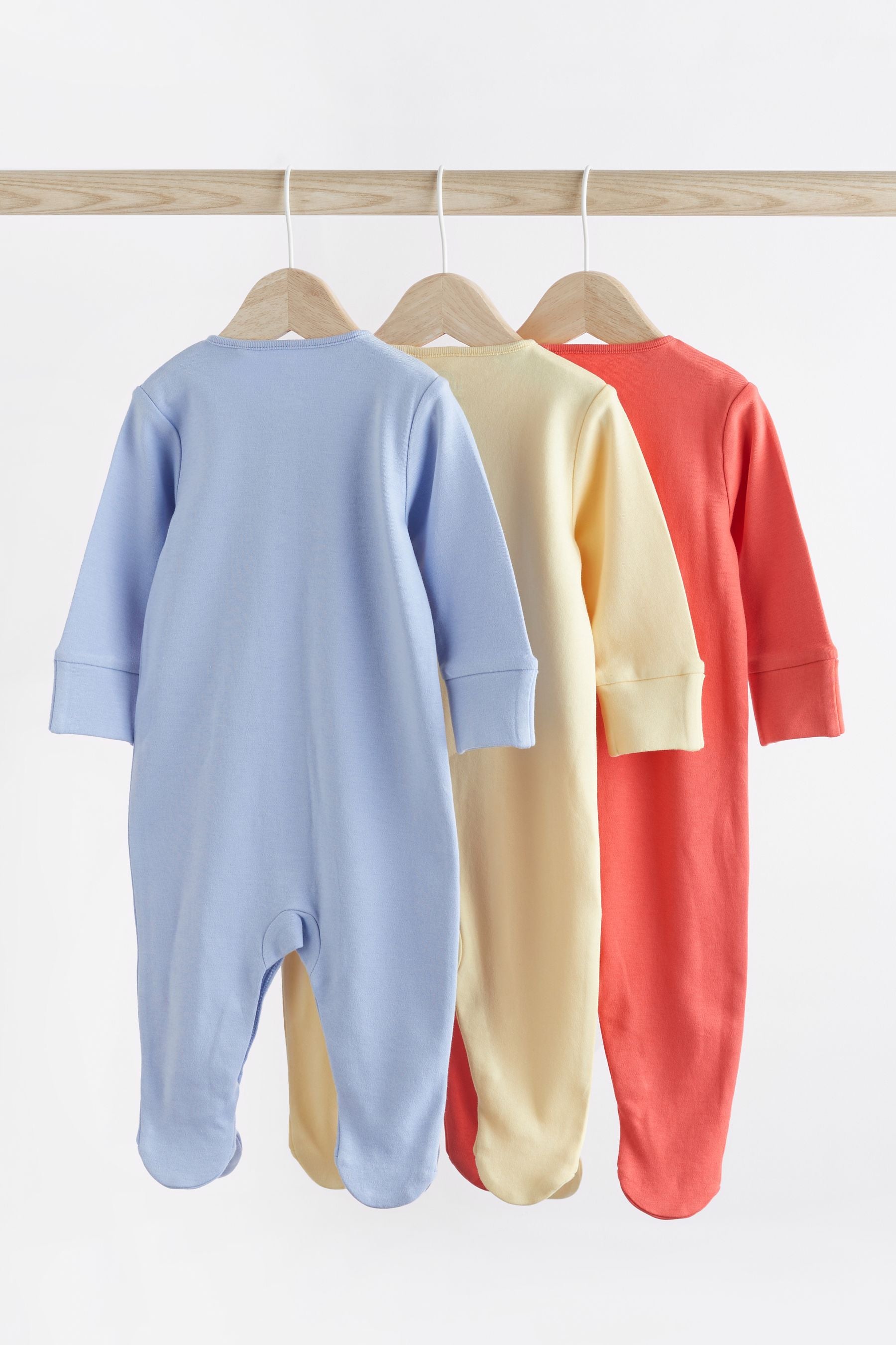 Bright 3 Pack Cotton Baby Sleepsuits (0-2yrs)