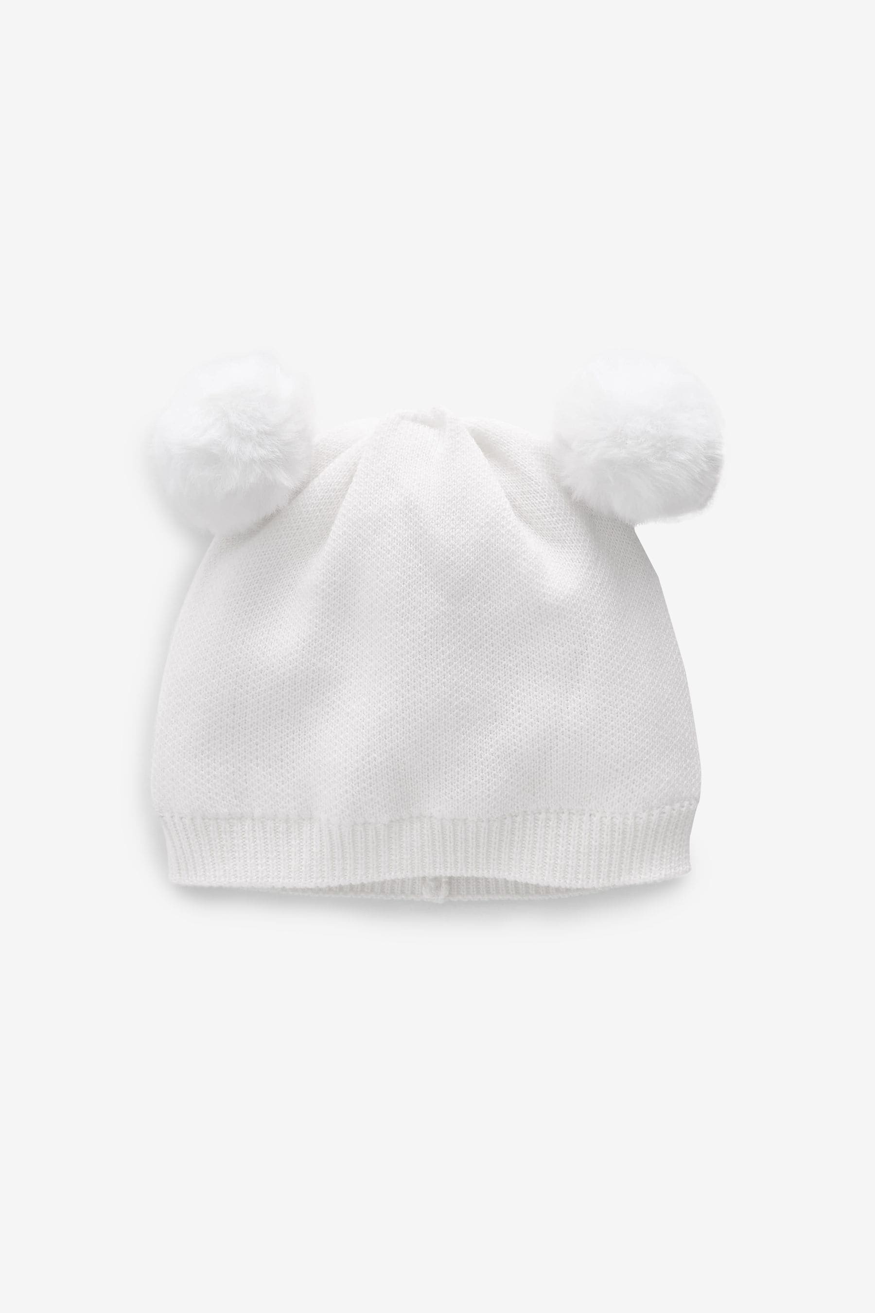 White Baby Delicate Double Pom Hat