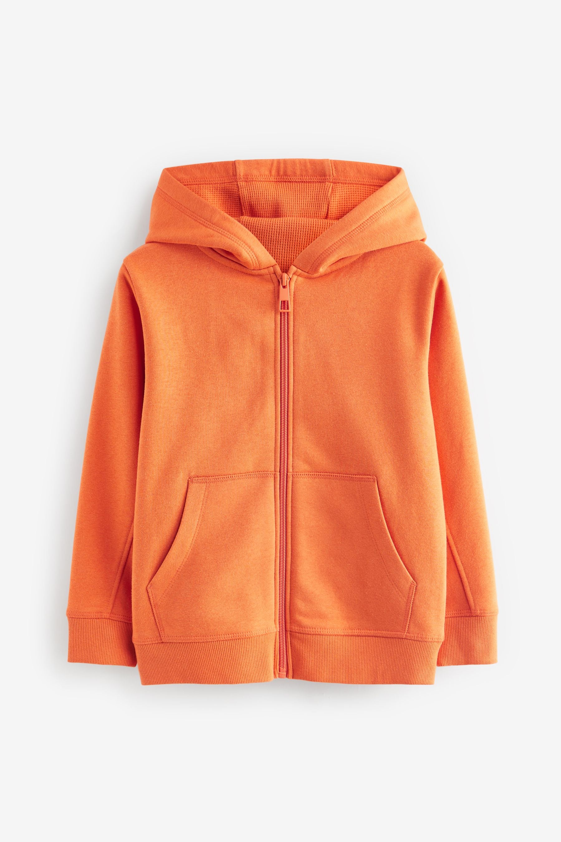 Orange Plain Zip Through Hoodie (3-16yrs)