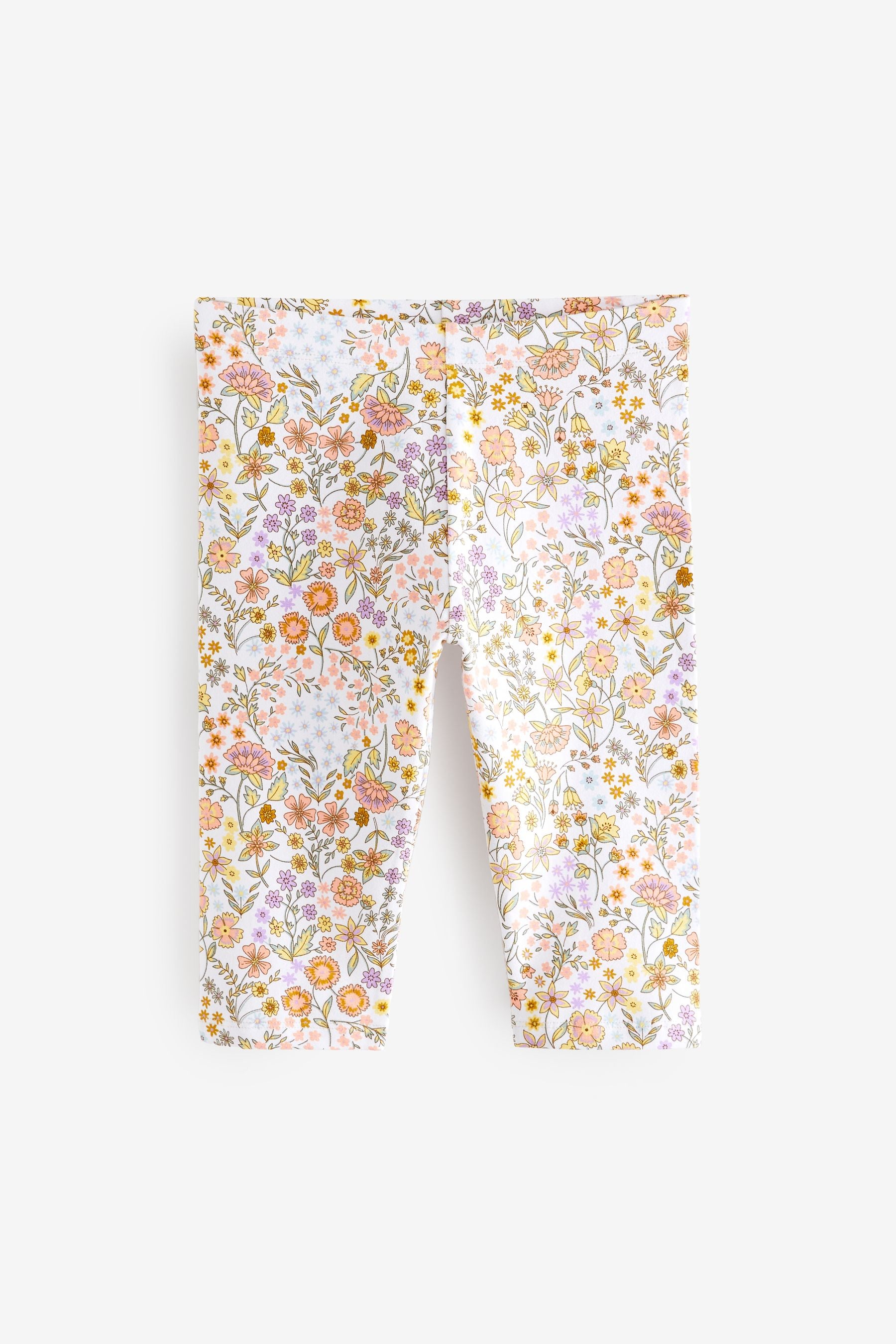 Pink/Blue/Pretty Ditsy Floral Print Cropped Leggings 4 Pack (3-16yrs)