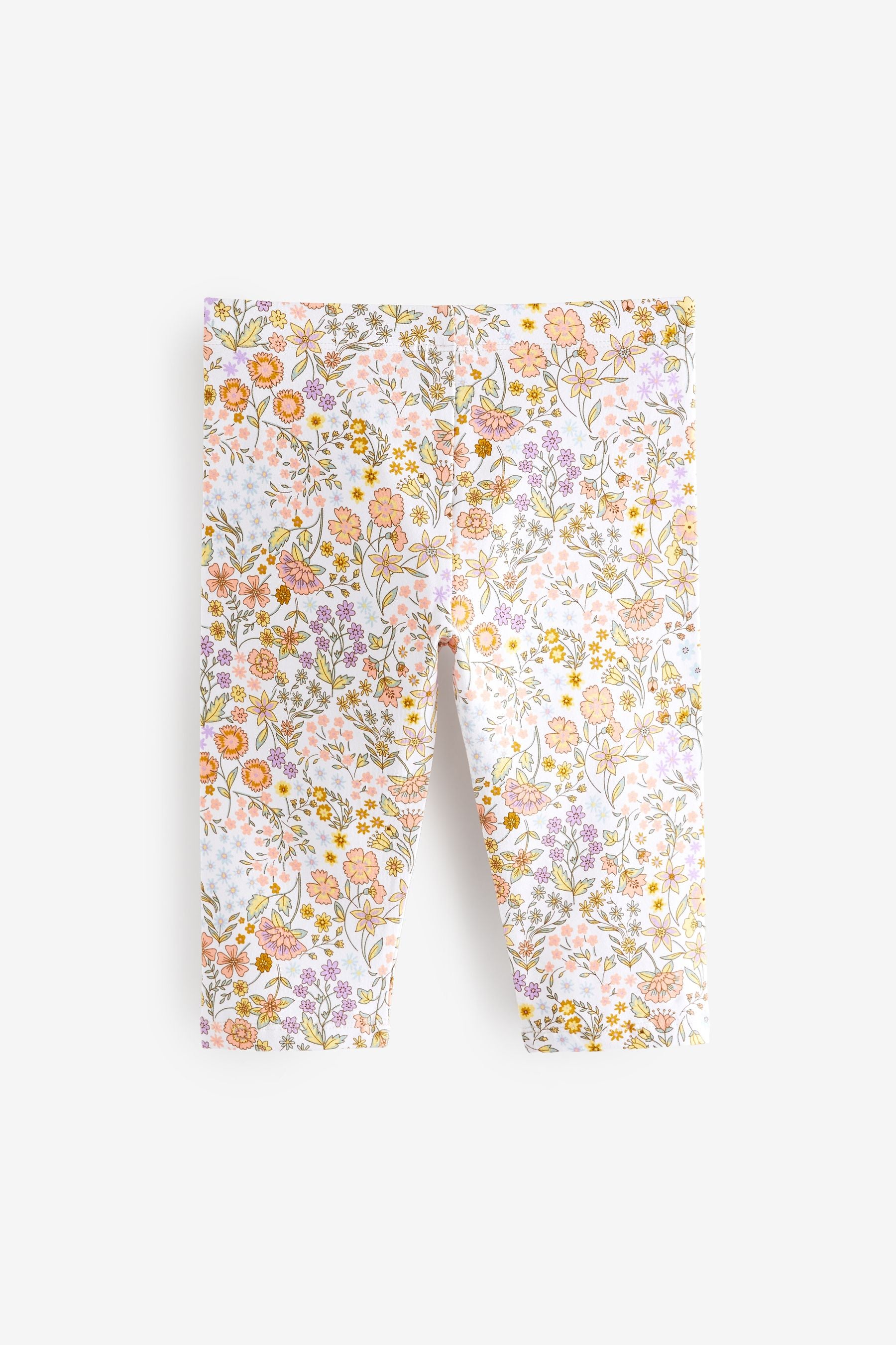 Pink/Blue/Pretty Ditsy Floral Print Cropped Leggings 4 Pack (3-16yrs)