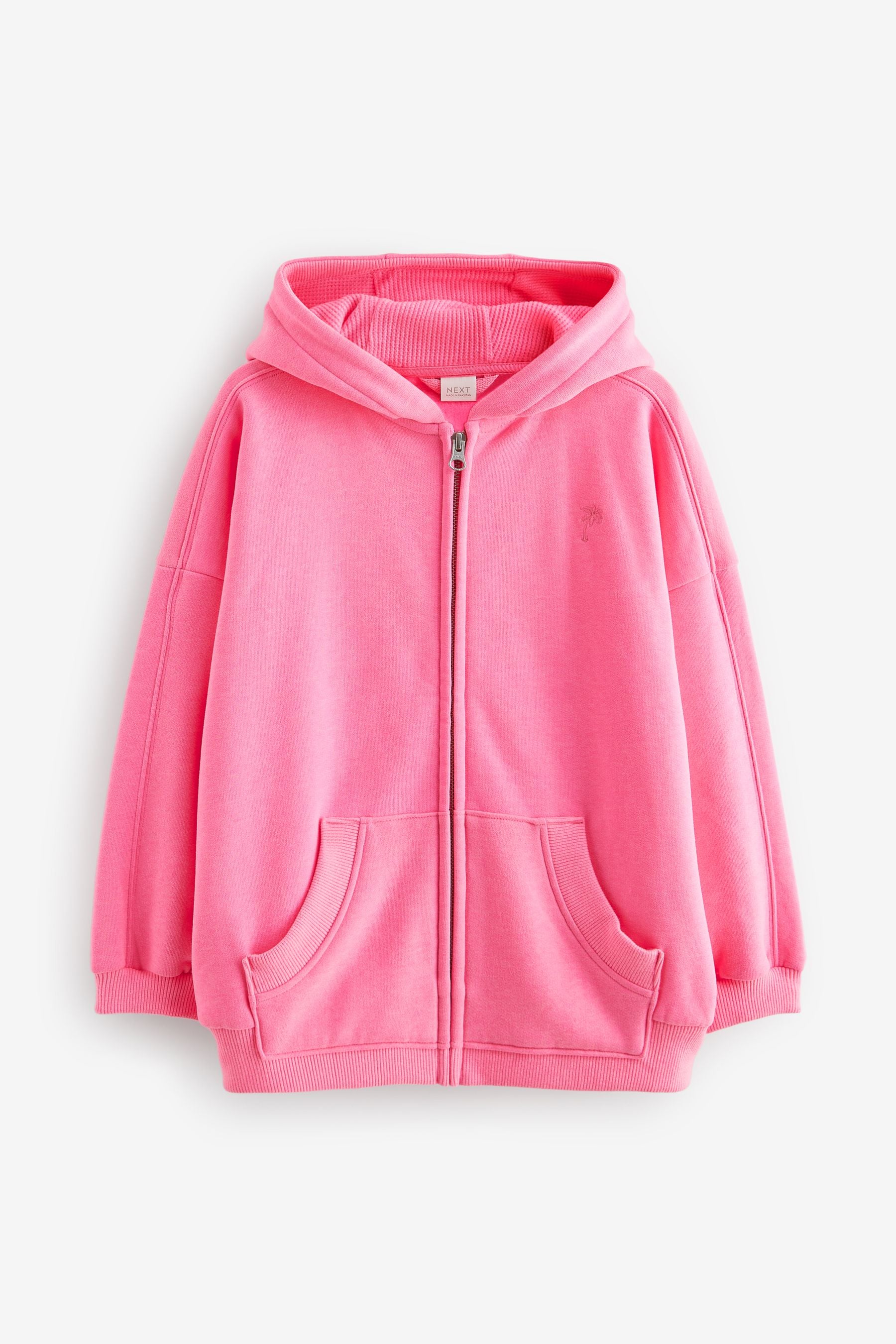 Neon Pink Zip Through Hoodie (3-16yrs)