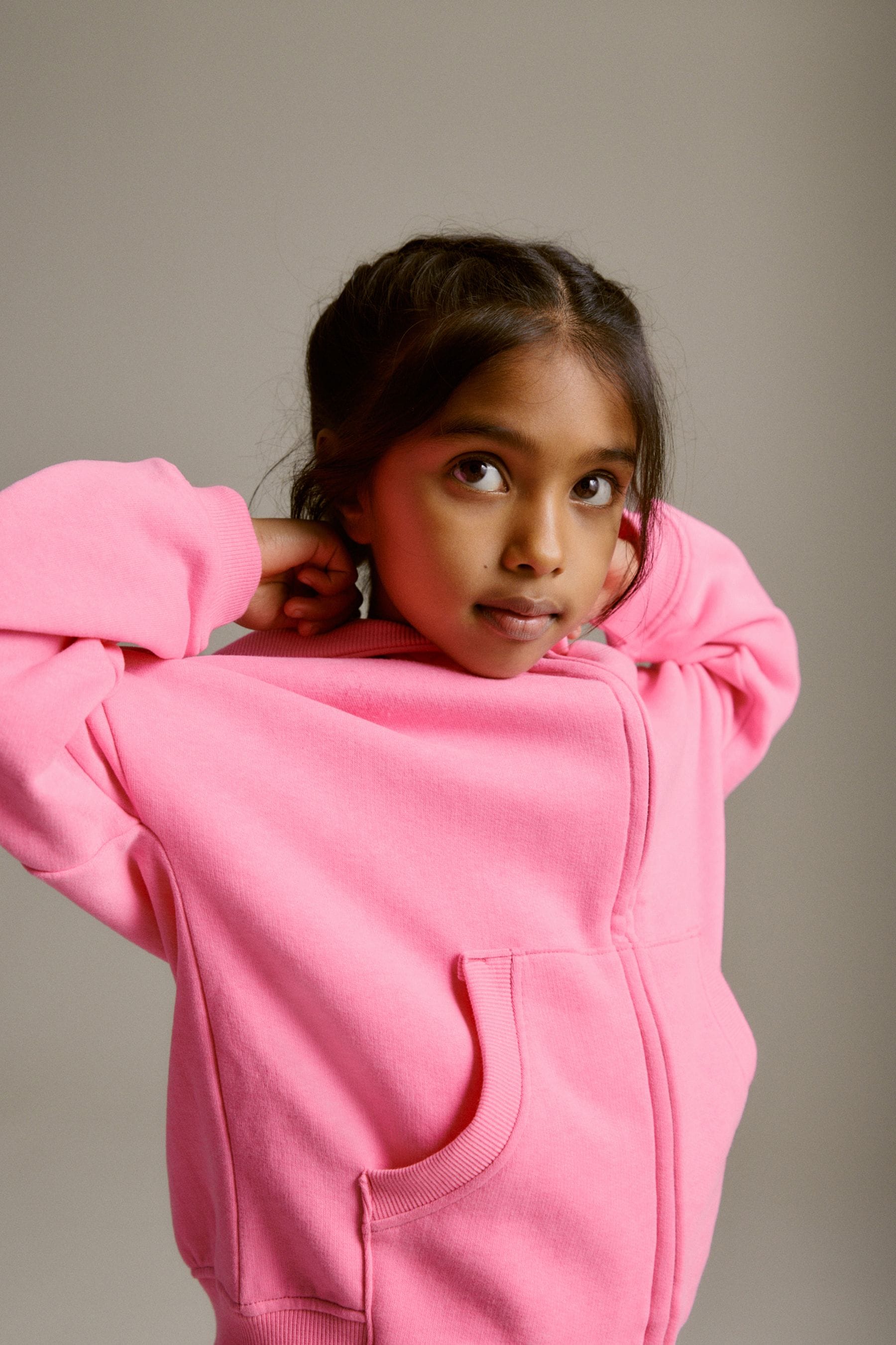 Neon Pink Zip Through Hoodie (3-16yrs)