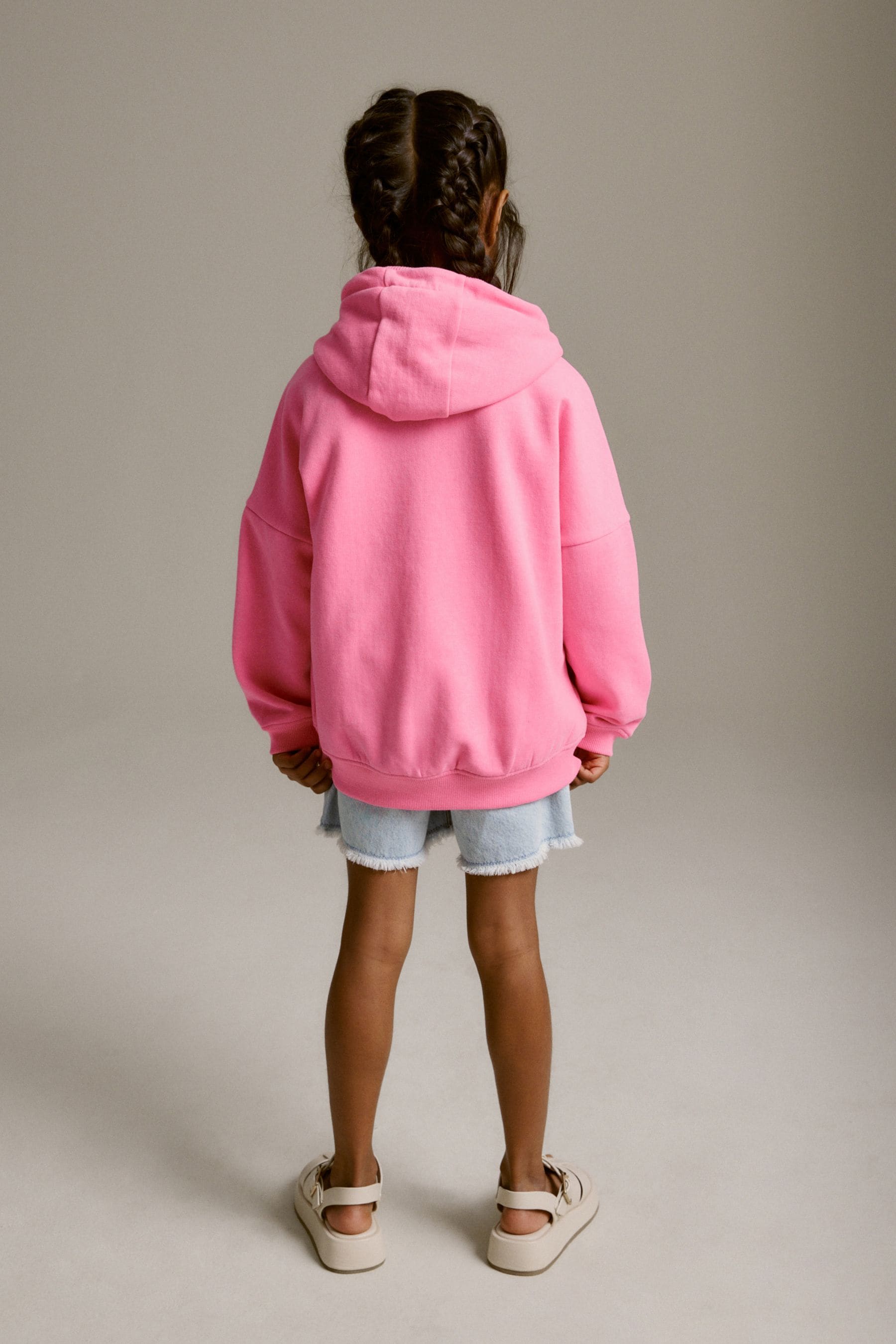 Neon Pink Zip Through Hoodie (3-16yrs)