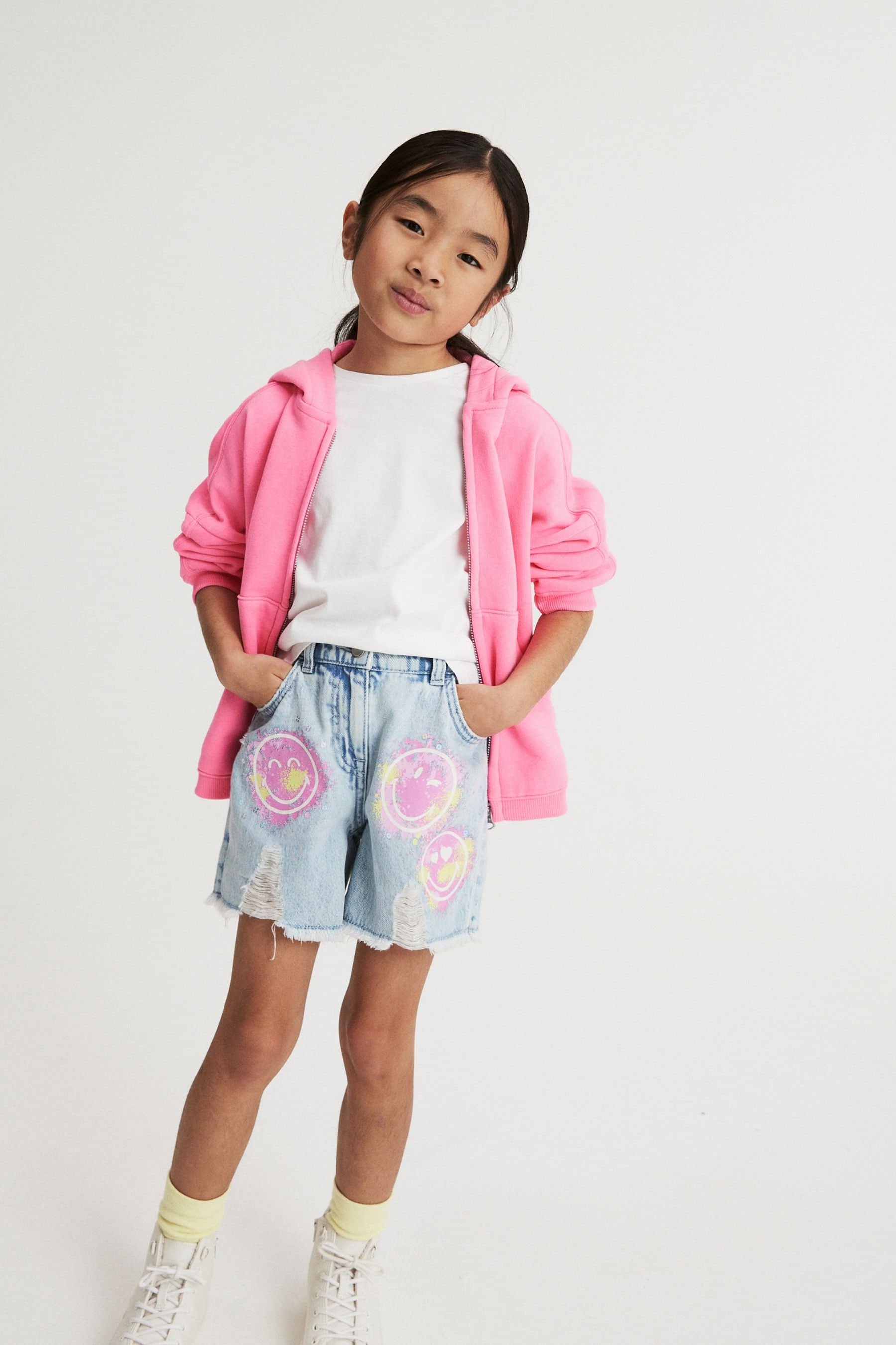 Neon Pink Zip Through Hoodie (3-16yrs)