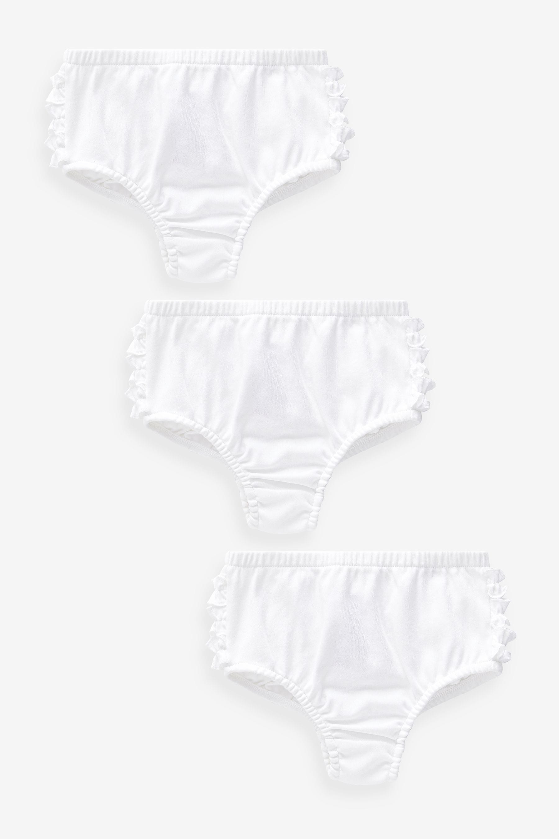 White 100% Cotton Baby Knickers 3 Pack (0mths-2yrs)