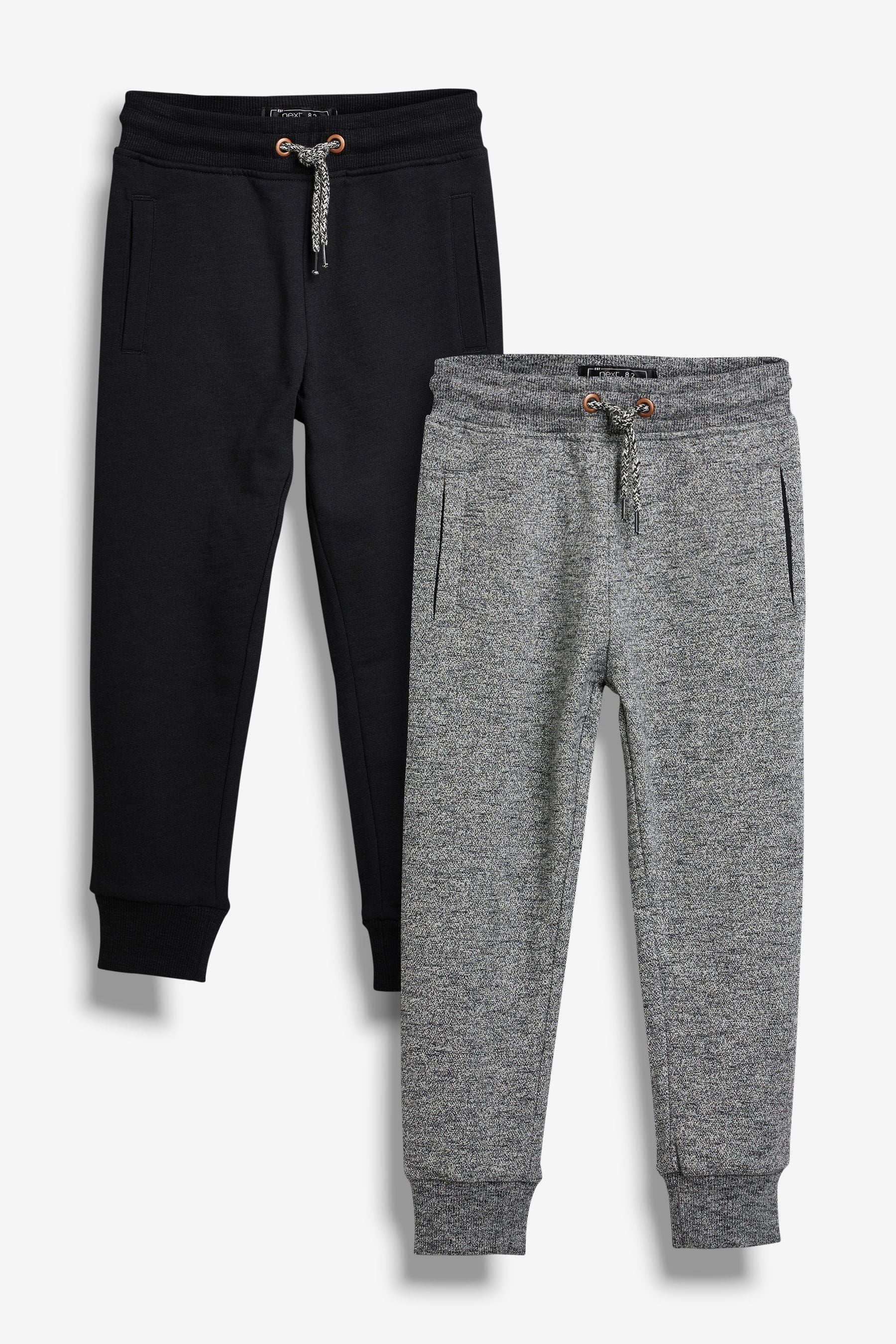 Black/Grey Slim Fit 100% Cotton Rich Joggers 2 Pack (3-16yrs)