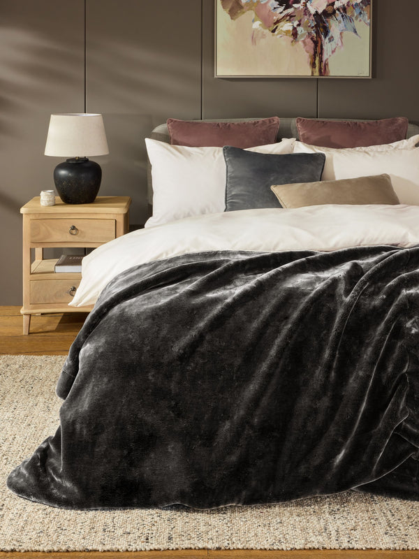 Charcoal Grey Ariana Faux Fur Throw