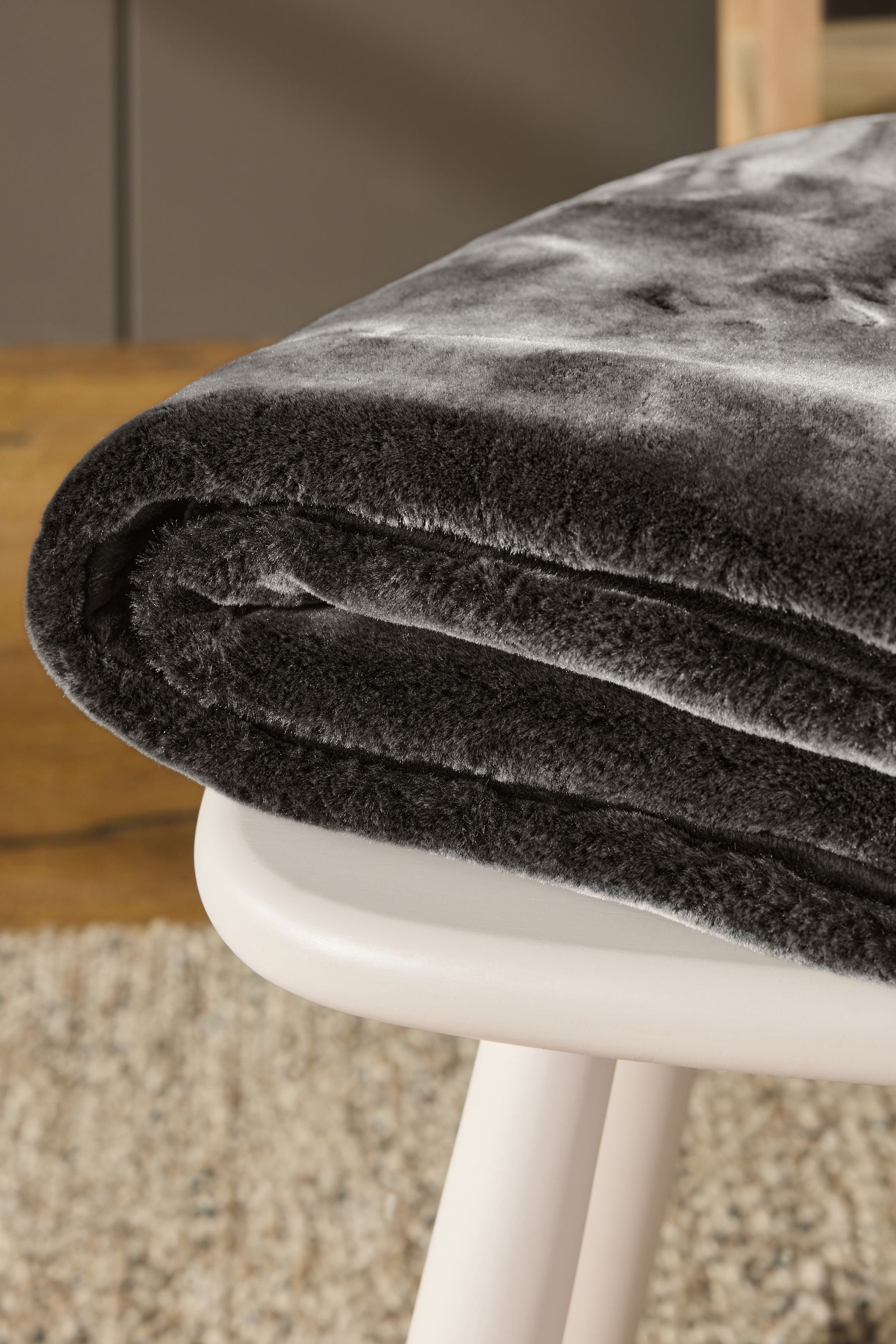 Charcoal Grey Ariana Faux Fur Throw