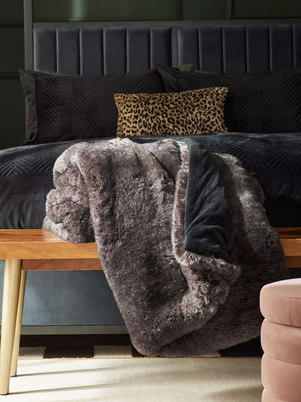 Charcoal Grey Josephine Faux Fur Throw