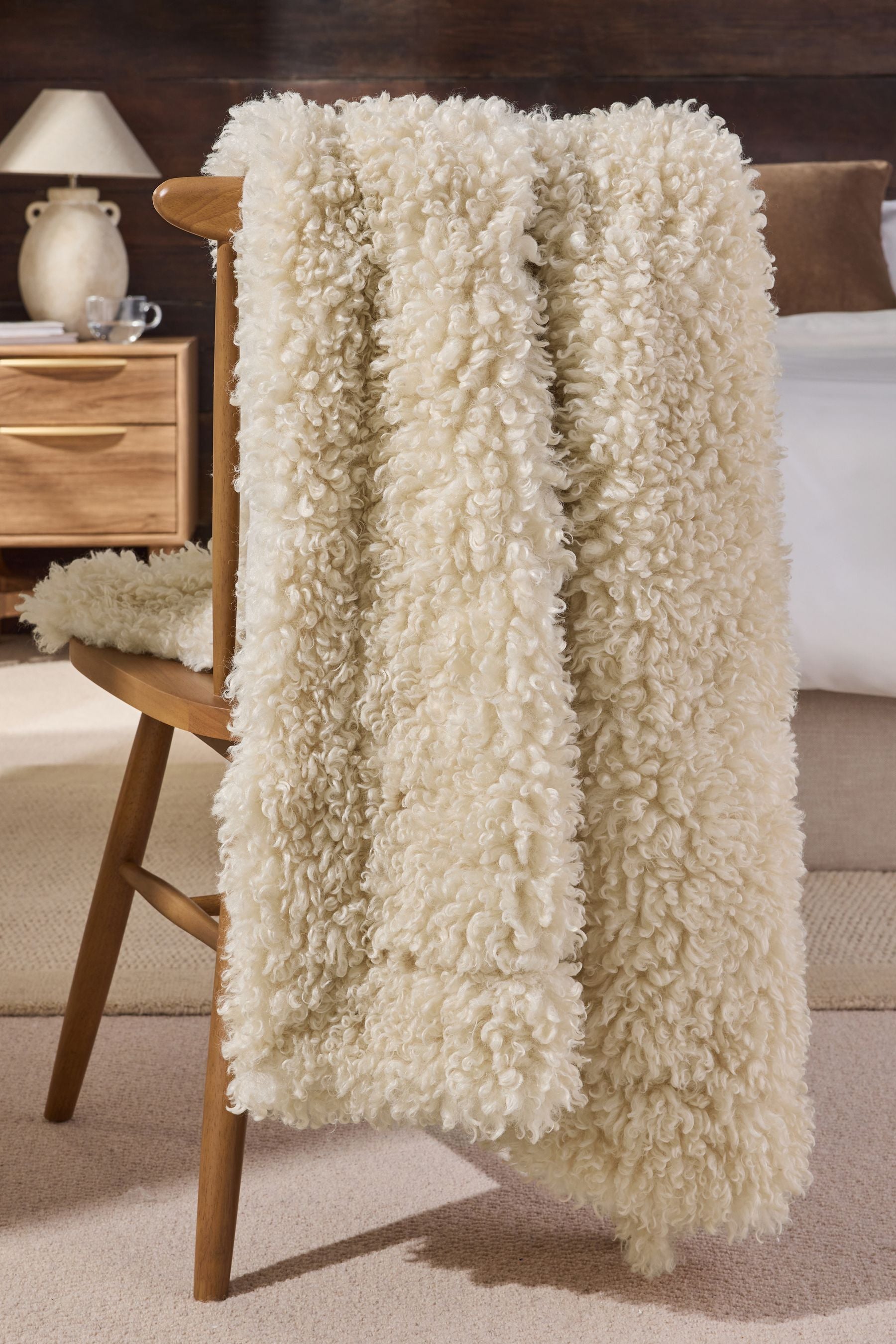 Ivory Alpine Faux Fur Throw