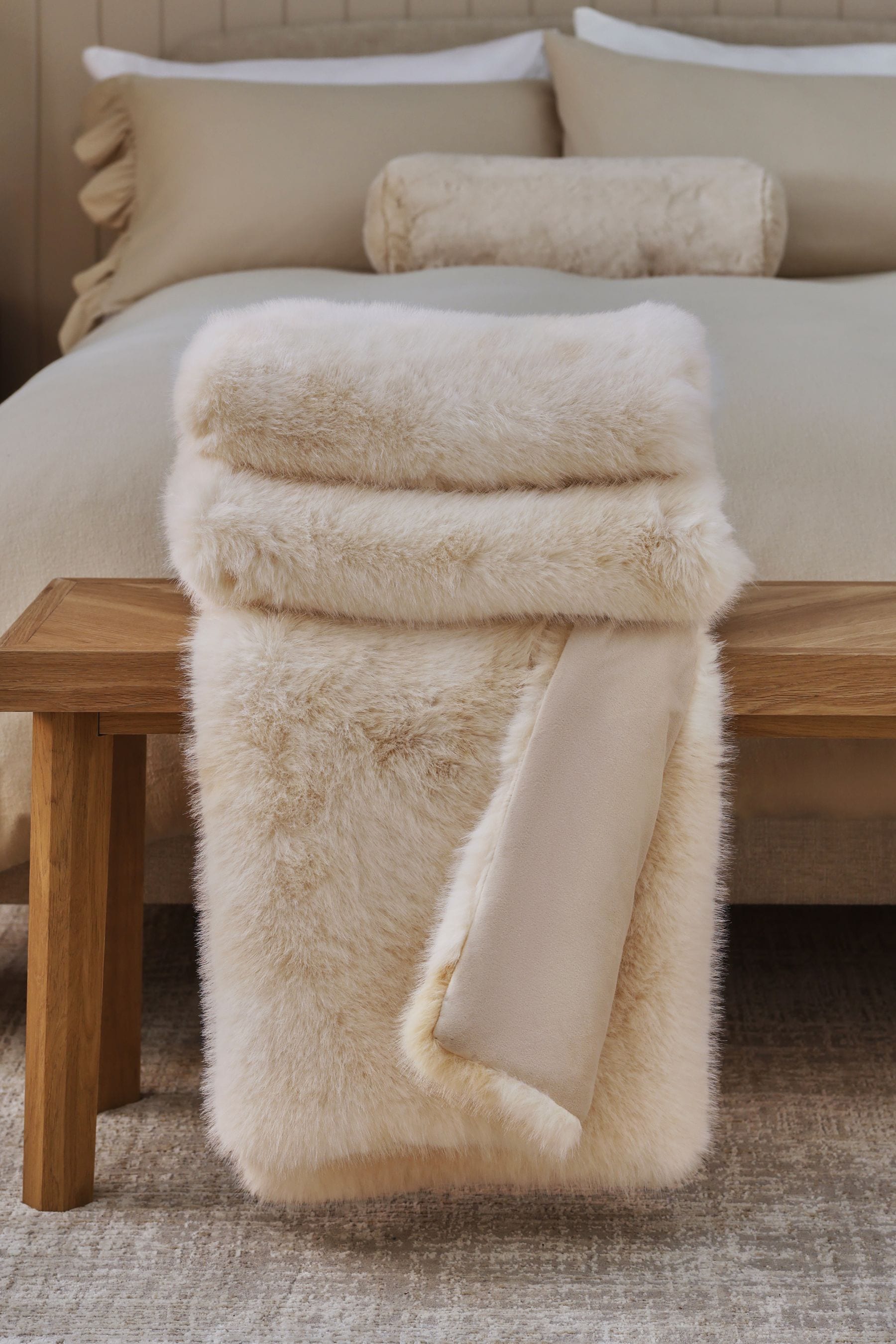 Ivory Loulou Faux Fur Throw