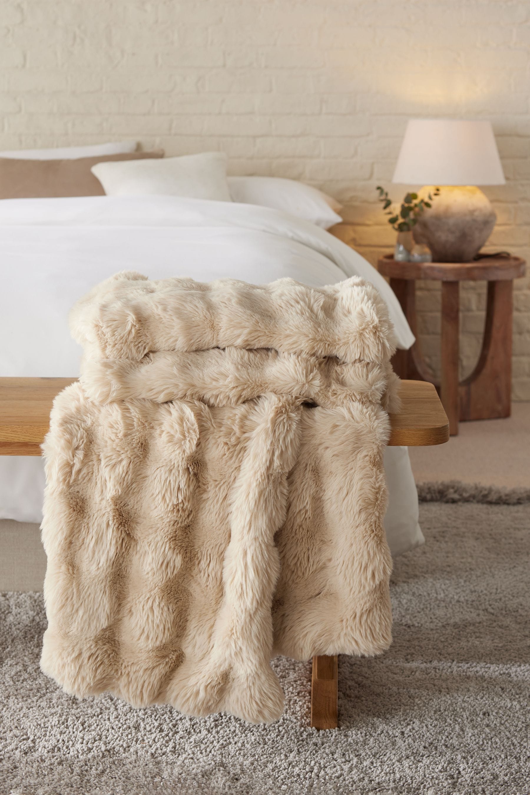 Mink Brown Aspen Faux Fur Throw