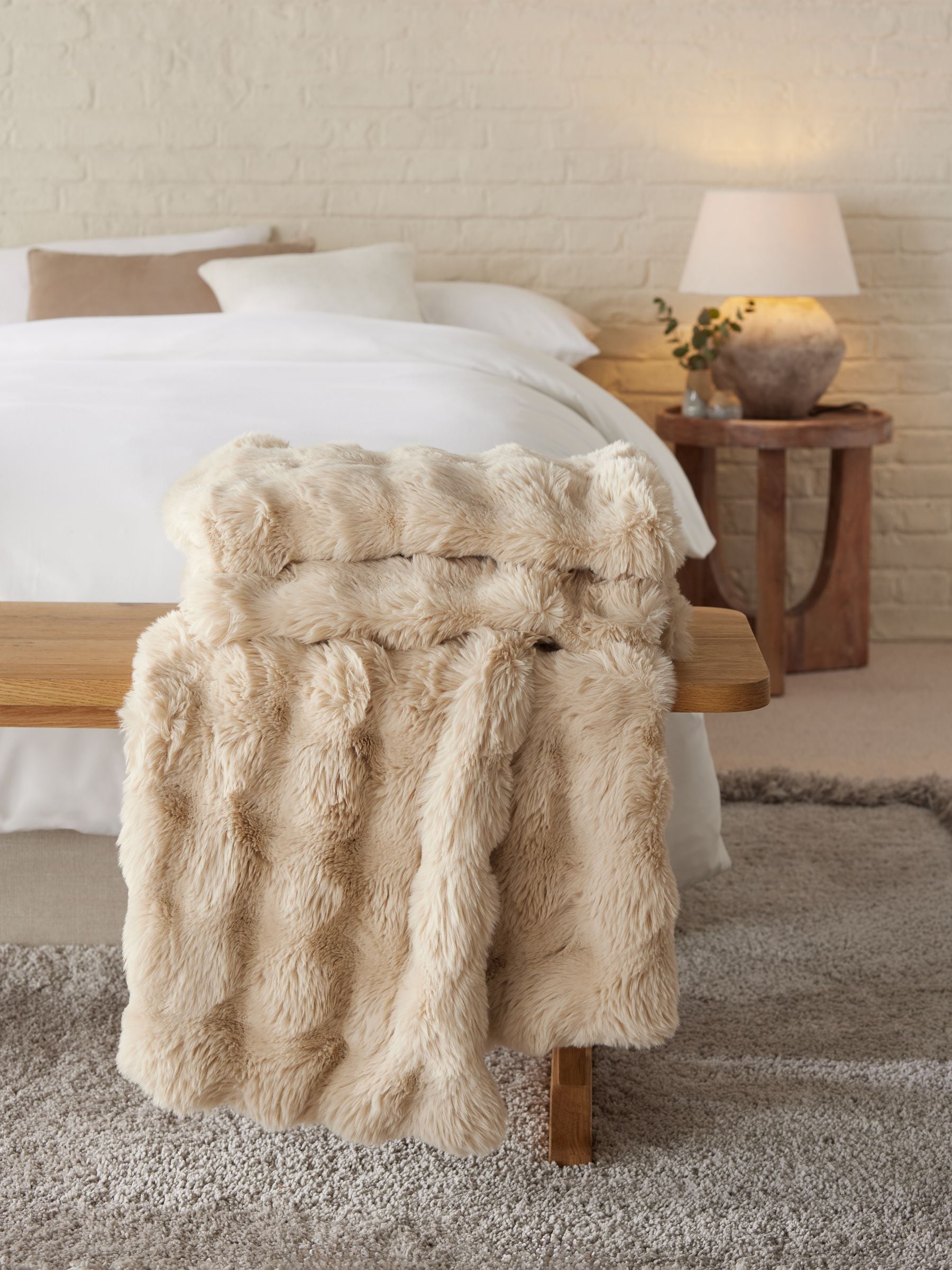 Mink Brown Aspen Faux Fur Throw