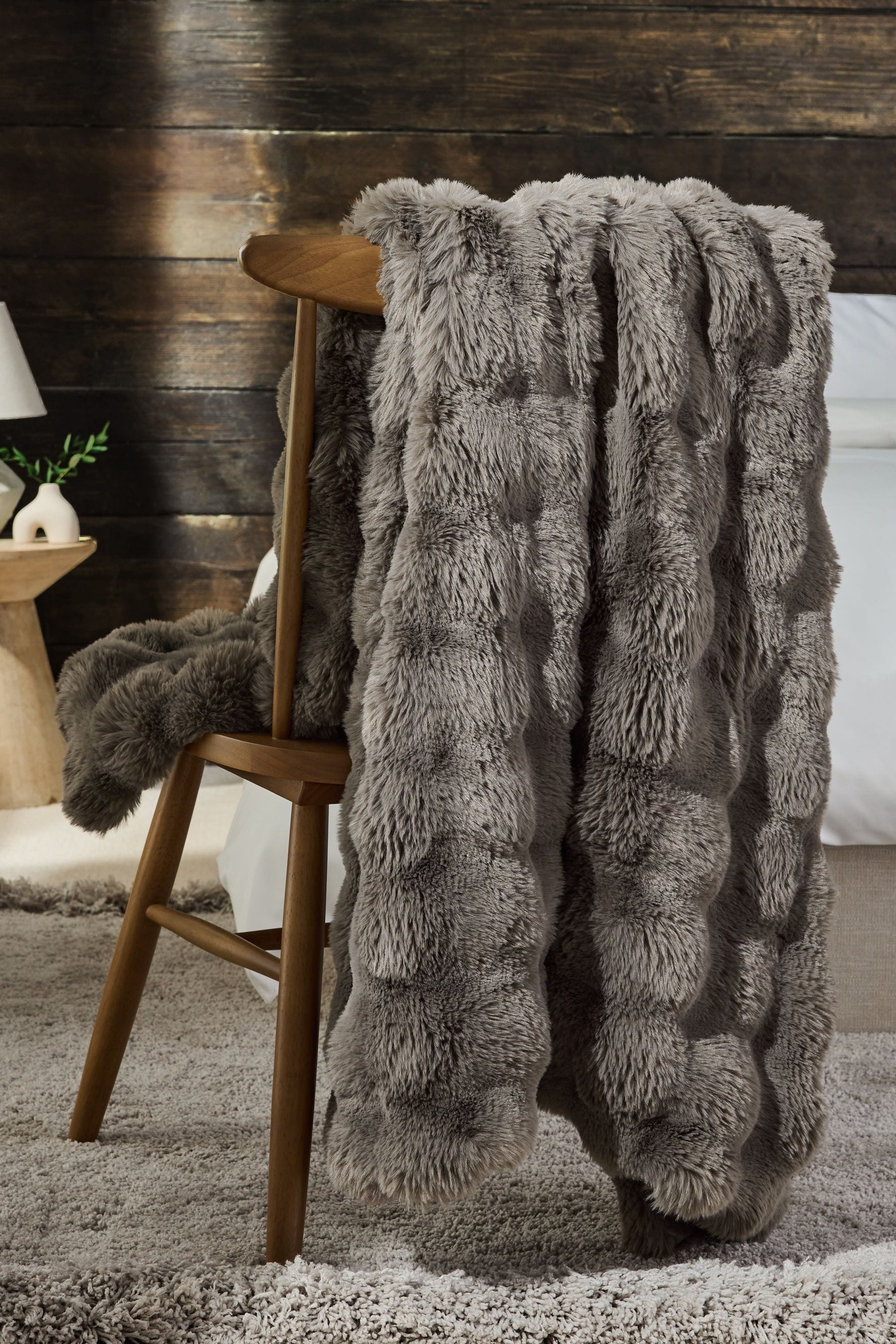 Charcoal Grey Aspen Faux Fur Throw