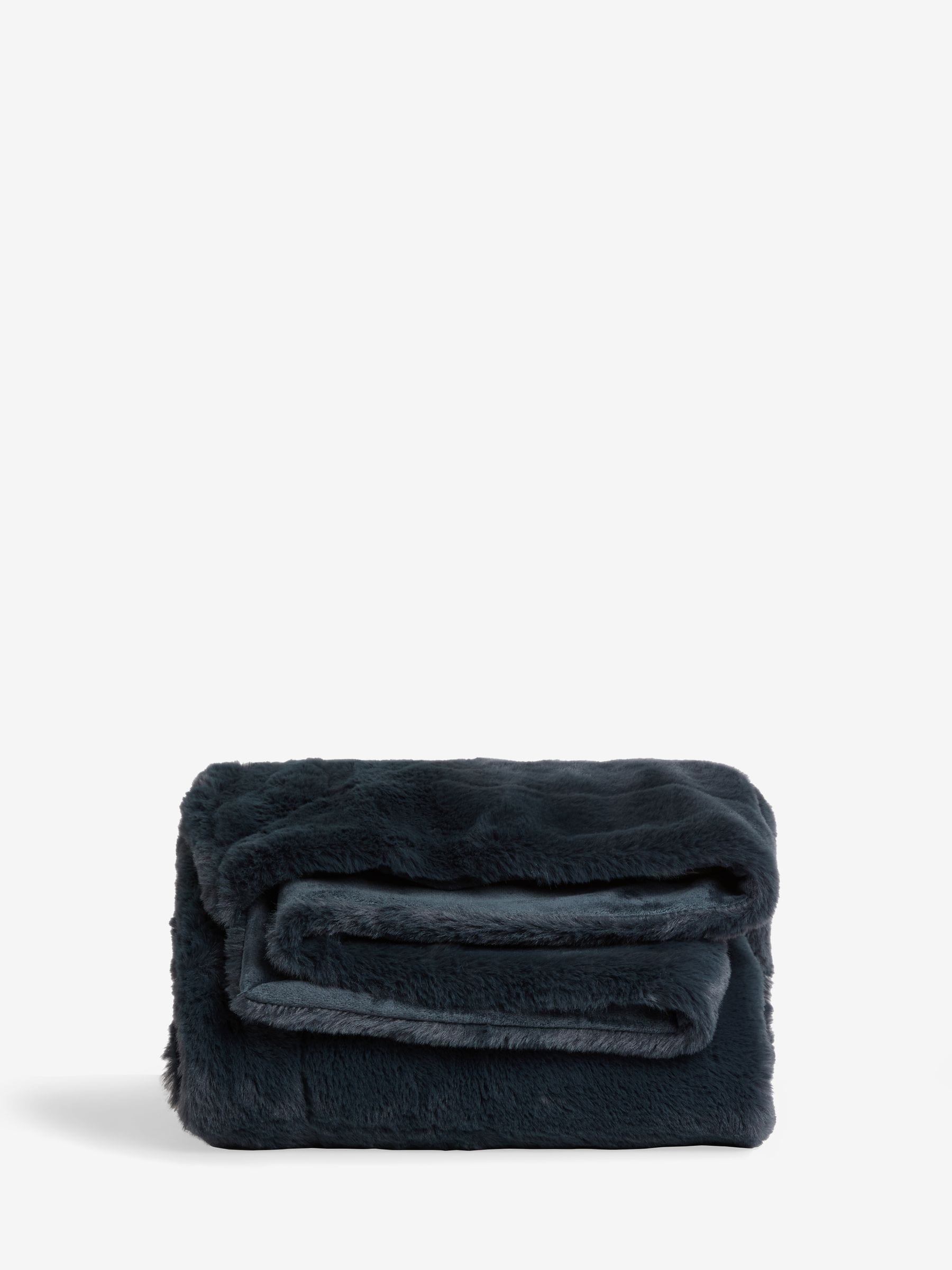 Blue Soft To Touch Plush Faux Fur Throw