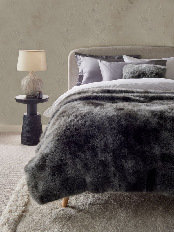 Charcoal Grey Loulou Faux Fur Throw