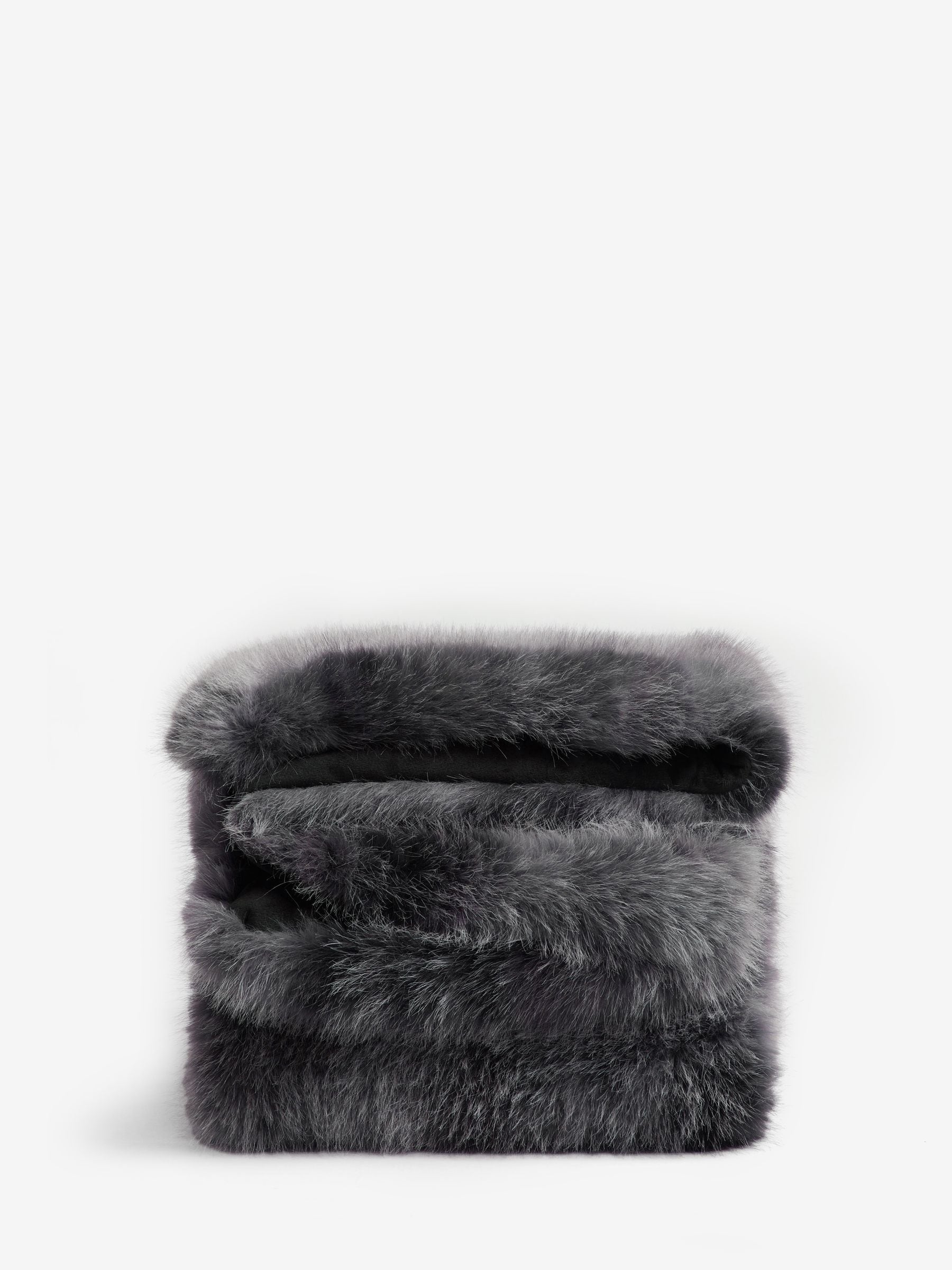 Charcoal Grey Loulou Faux Fur Throw