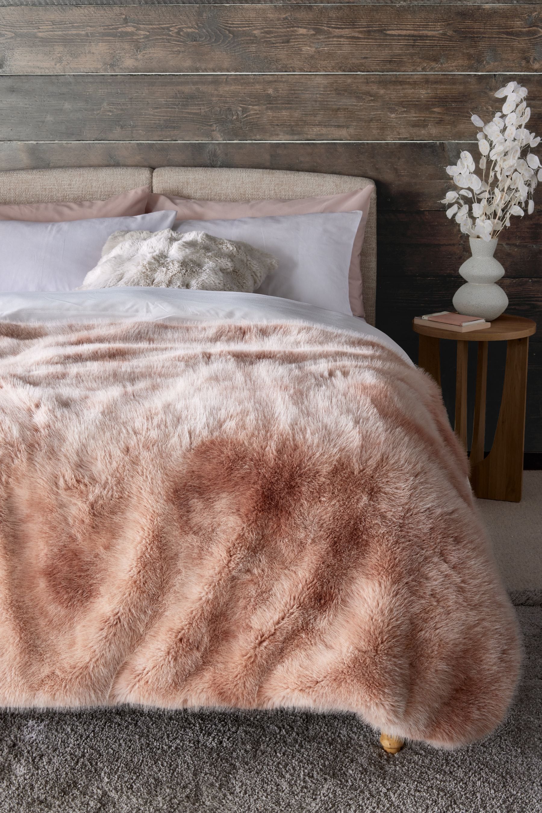 Pink Loulou Faux Fur Throw