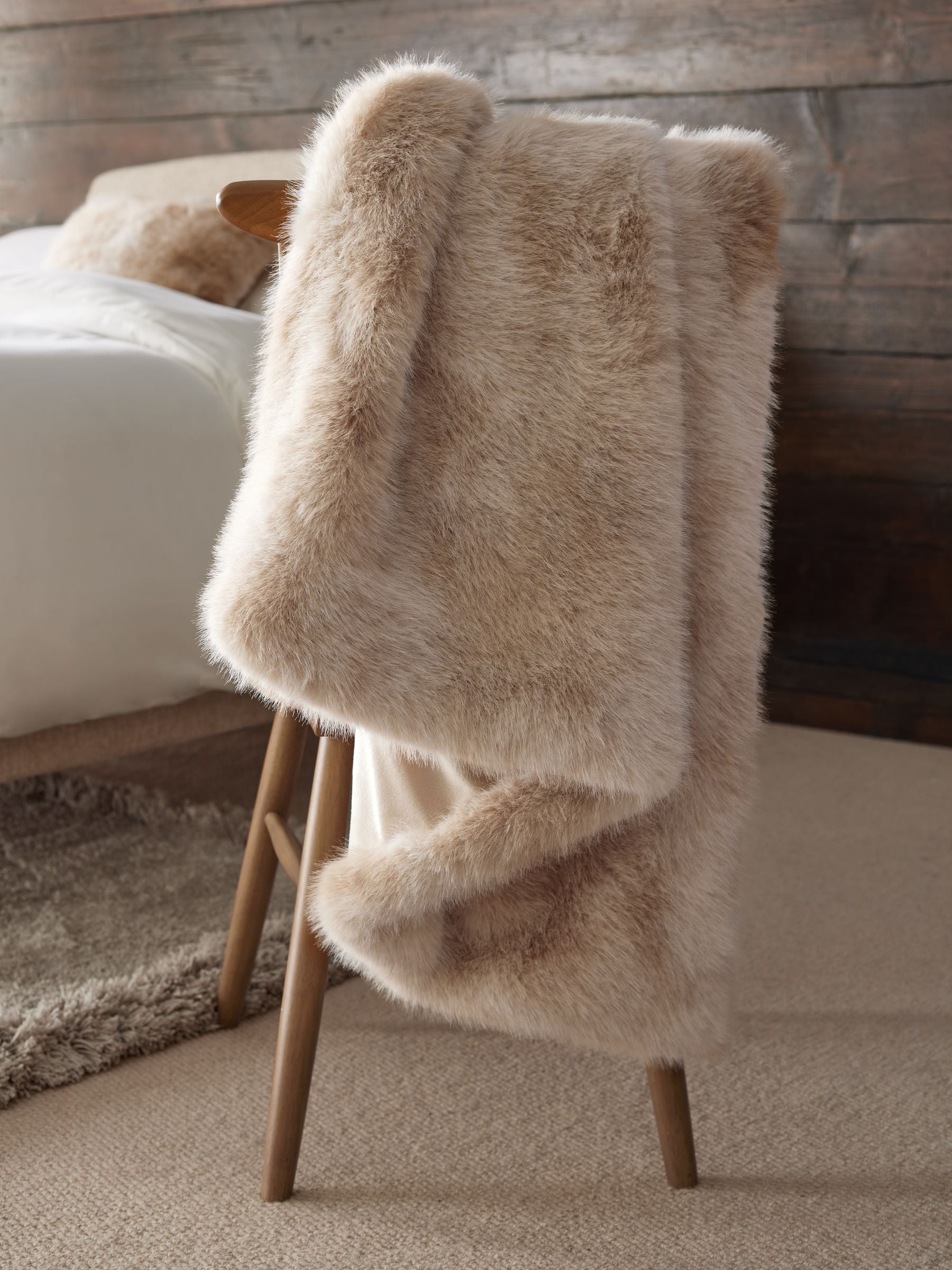 Mink Brown Loulou Faux Fur Throw