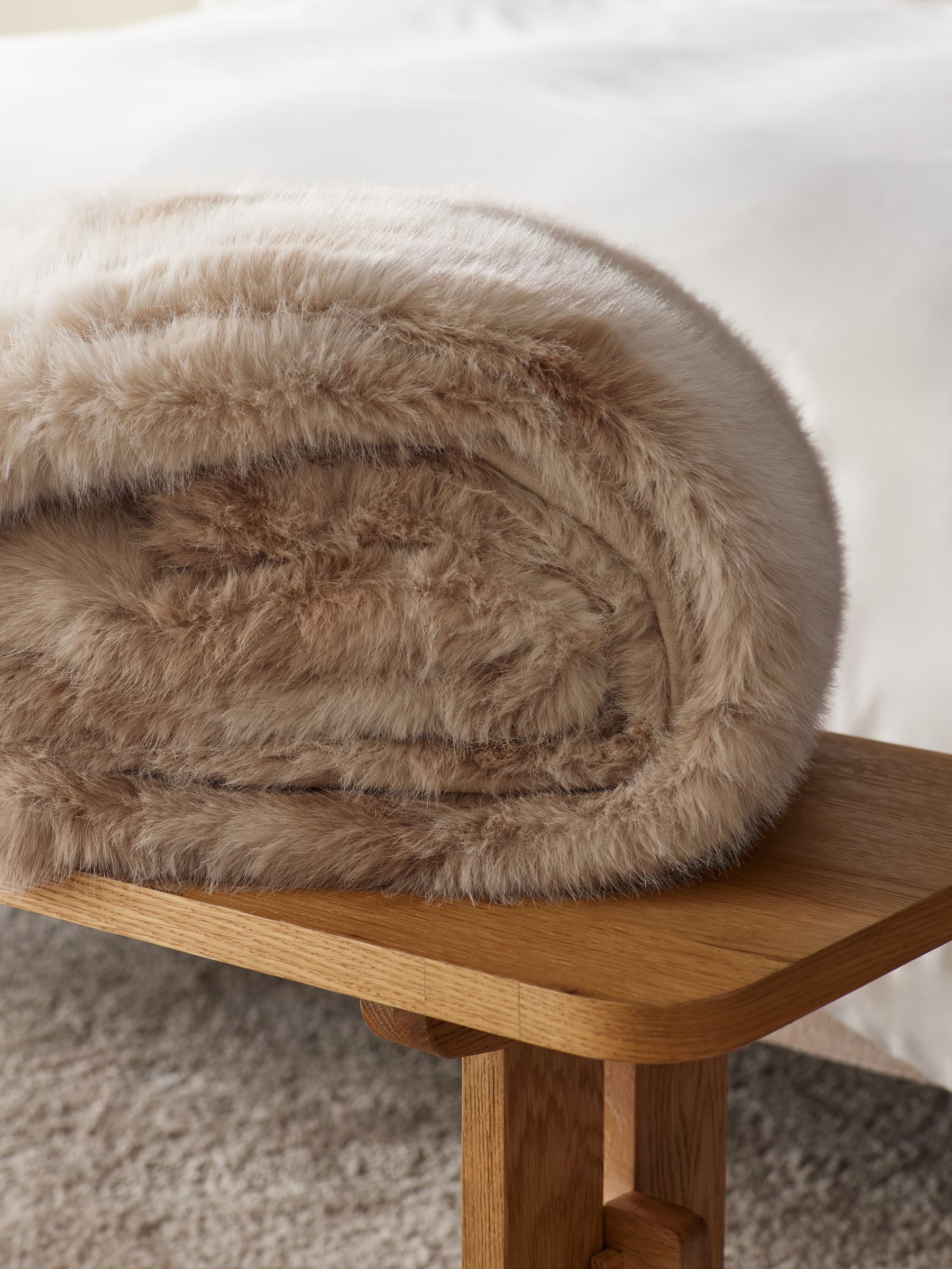 Mink Brown Loulou Faux Fur Throw