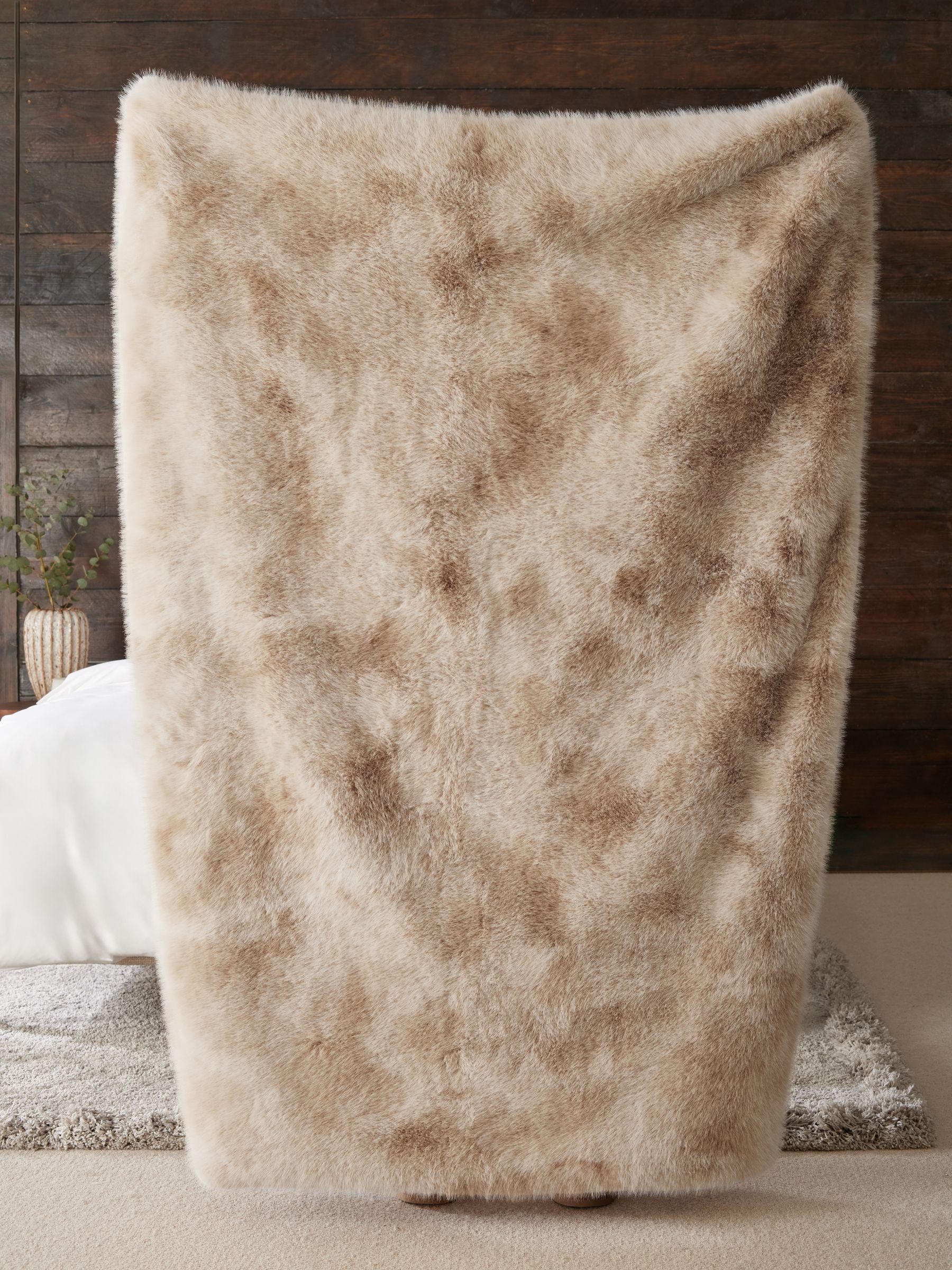 Mink Brown Loulou Faux Fur Throw