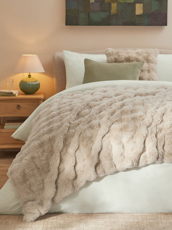 Oyster Aspen Faux Fur Throw