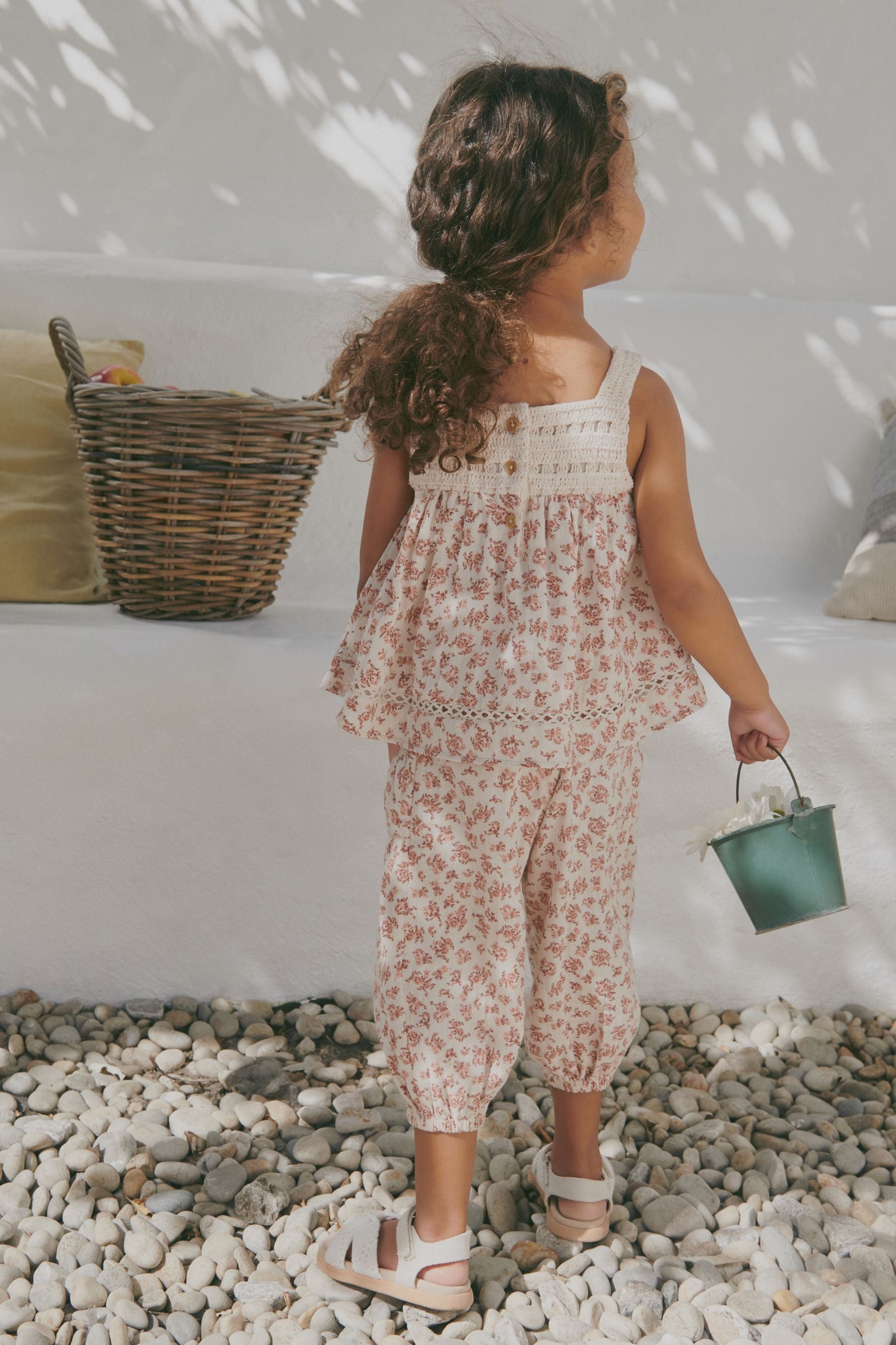 Rust Brown Floral Print Co-Ord Shirt and Trousers Set (3mths-7yrs)