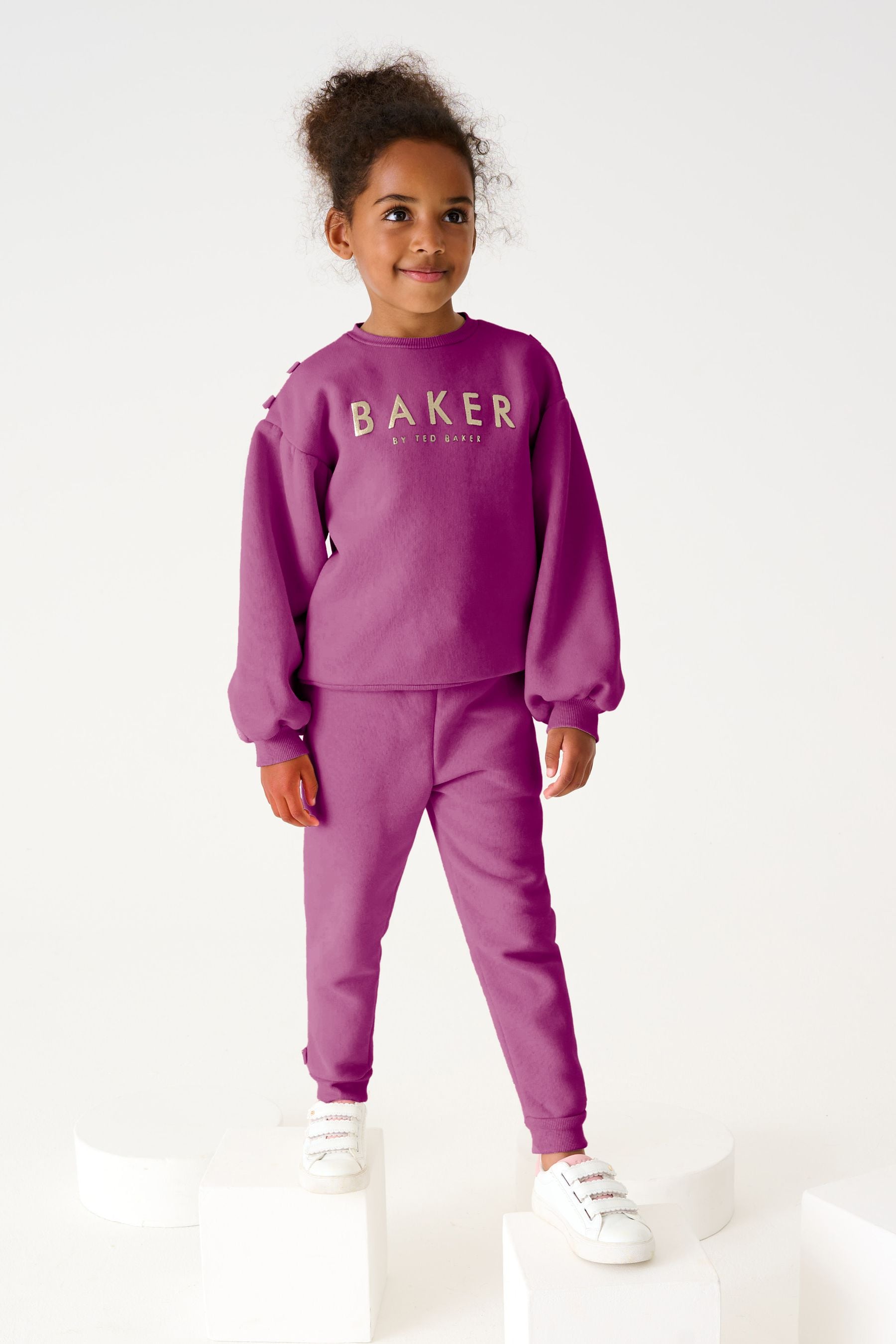 Plum Purple Baker by Ted Baker (12-18mths- 13yrs) Bow Sweater and Joggers Set