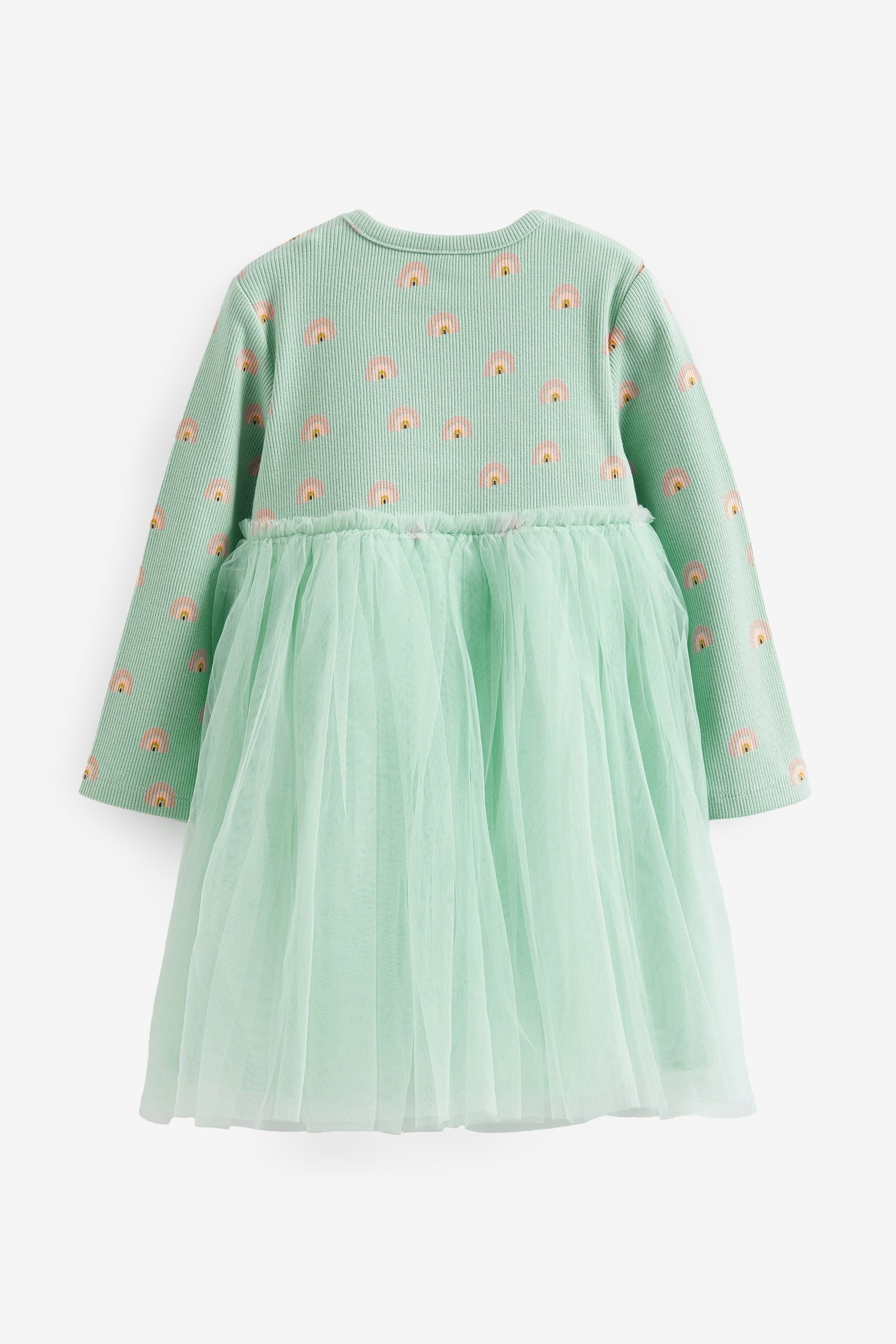 Green Long Sleeve Printed Tutu Dress (3mths-7yrs)