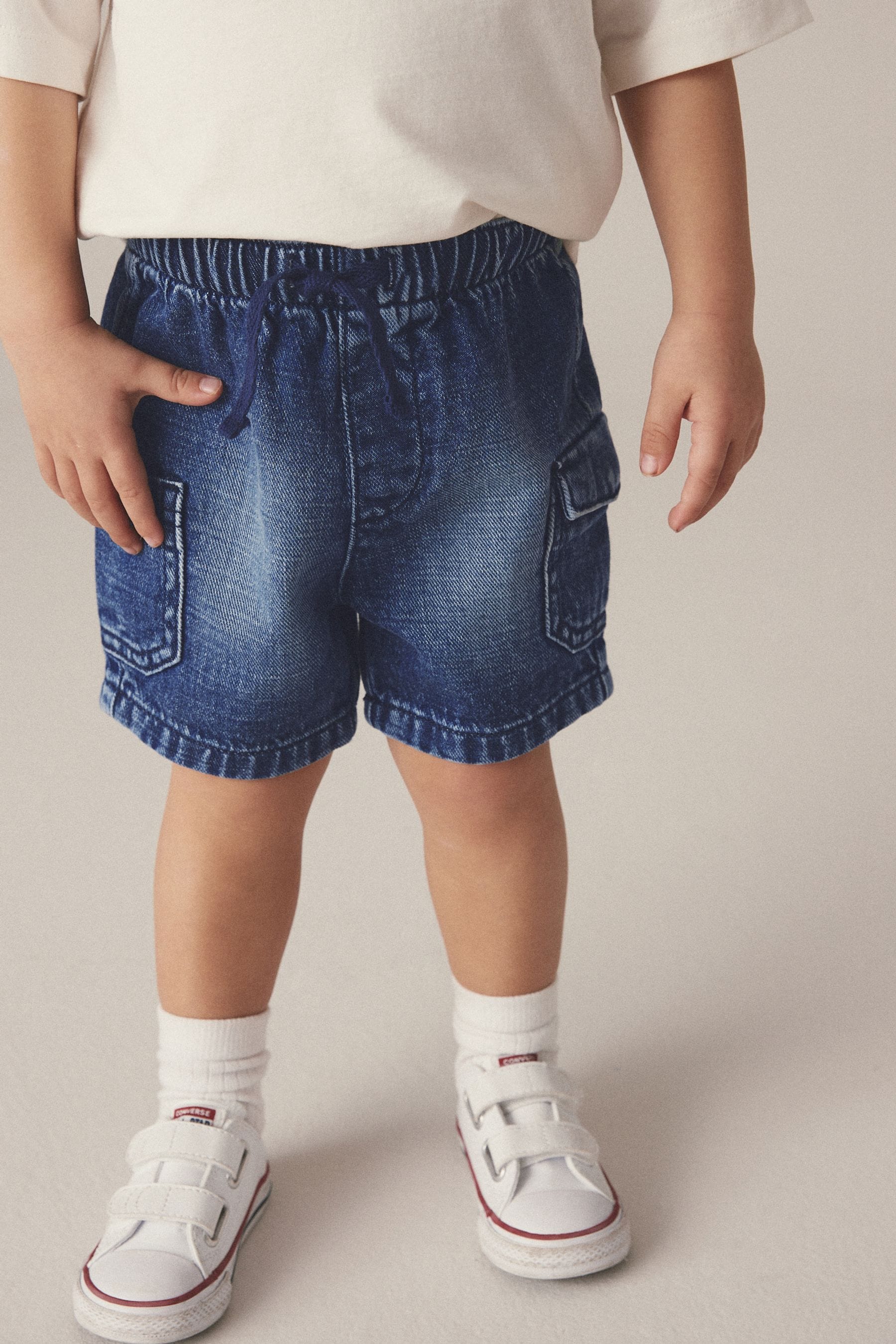 Dark Wash Cargo Pull-On Denim Shorts (3mths-7yrs)