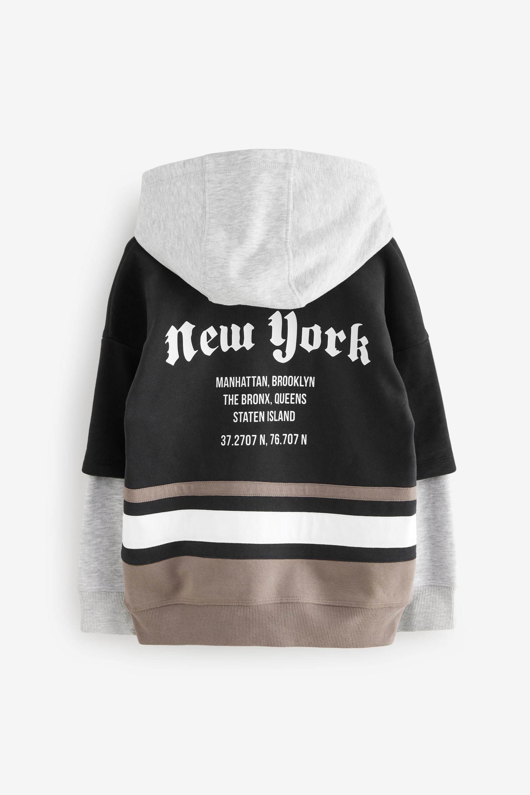 Black/Brown Varsity Graphic 100% Cotton Hoodie (3-16yrs)