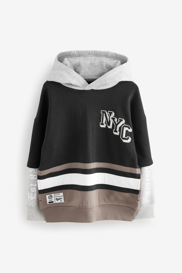 Black/Brown Varsity Graphic Hoodie (3-16yrs)