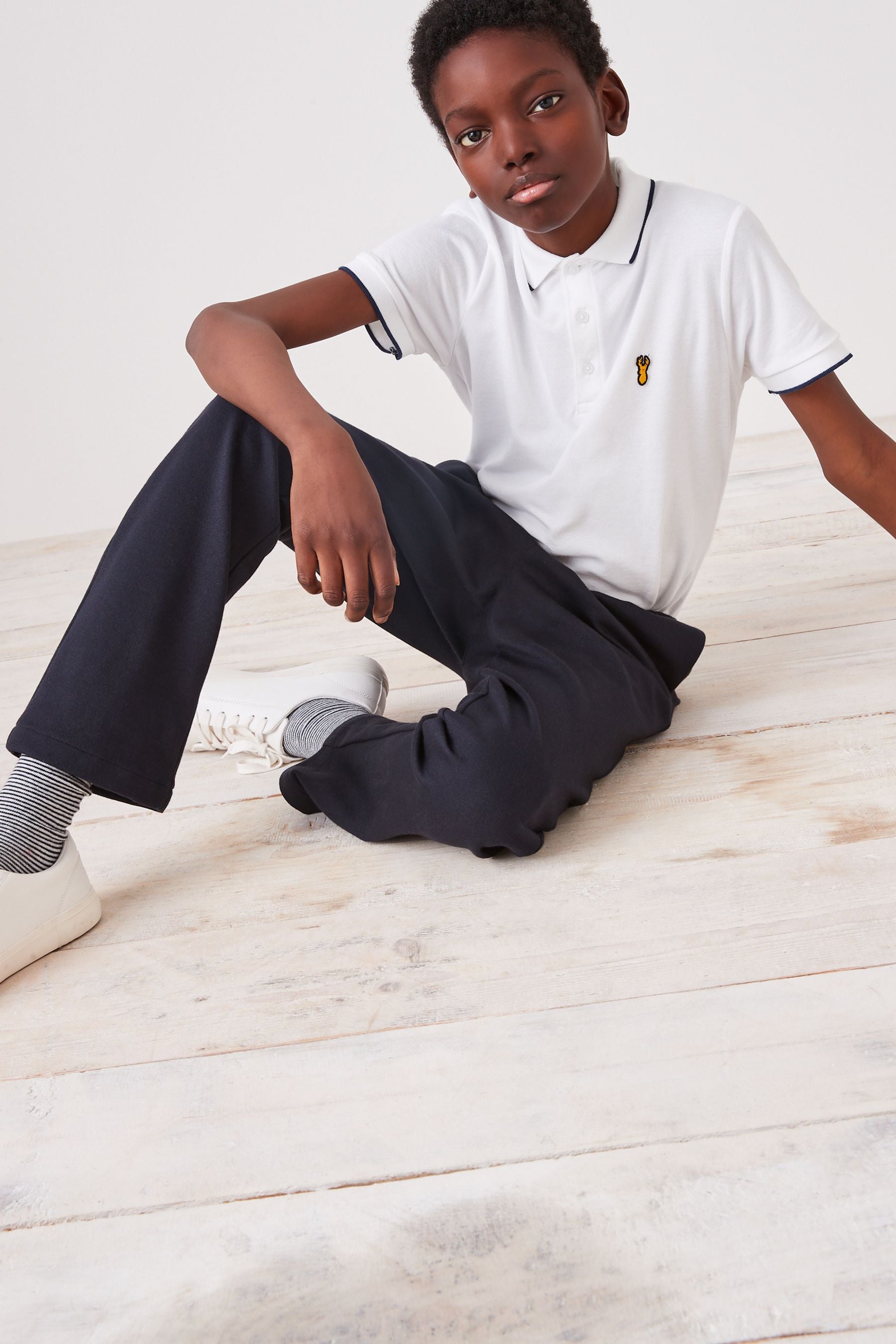 White Short Sleeve Polo Shirt (3-16yrs)