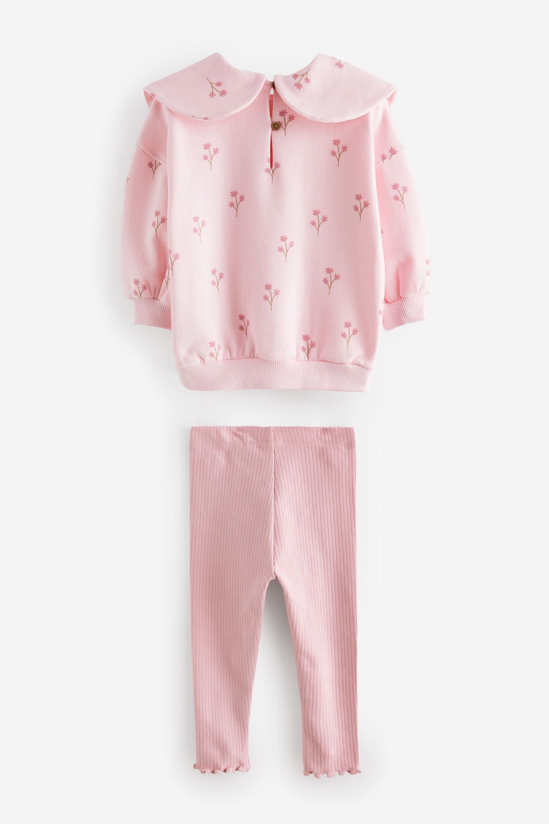 Pink Bow Collar Sweatshirt & Leggings Set (3mths-7yrs)