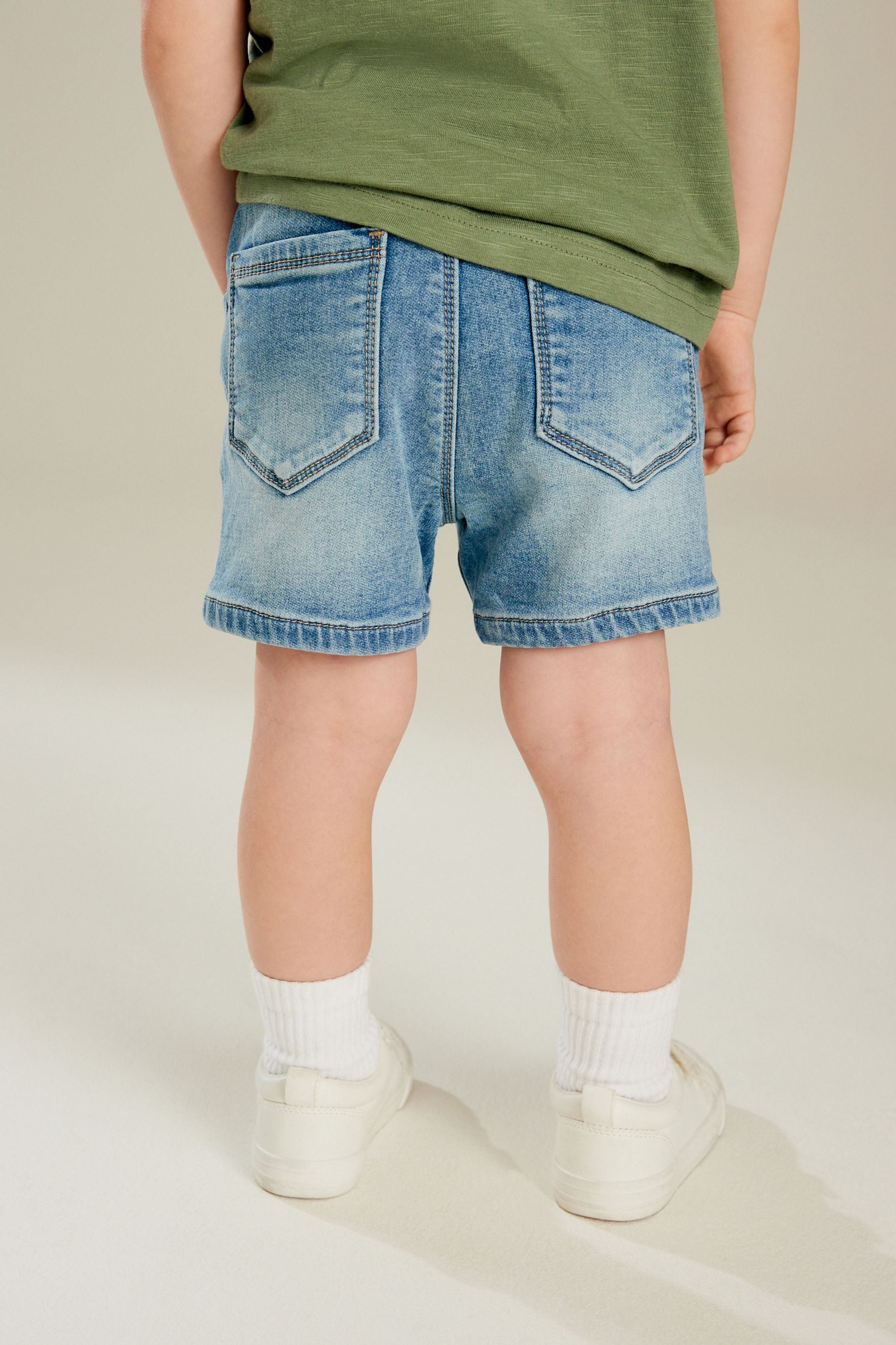 Mid Blue Jersey Denim Pull-On Shorts (3mths-7yrs)