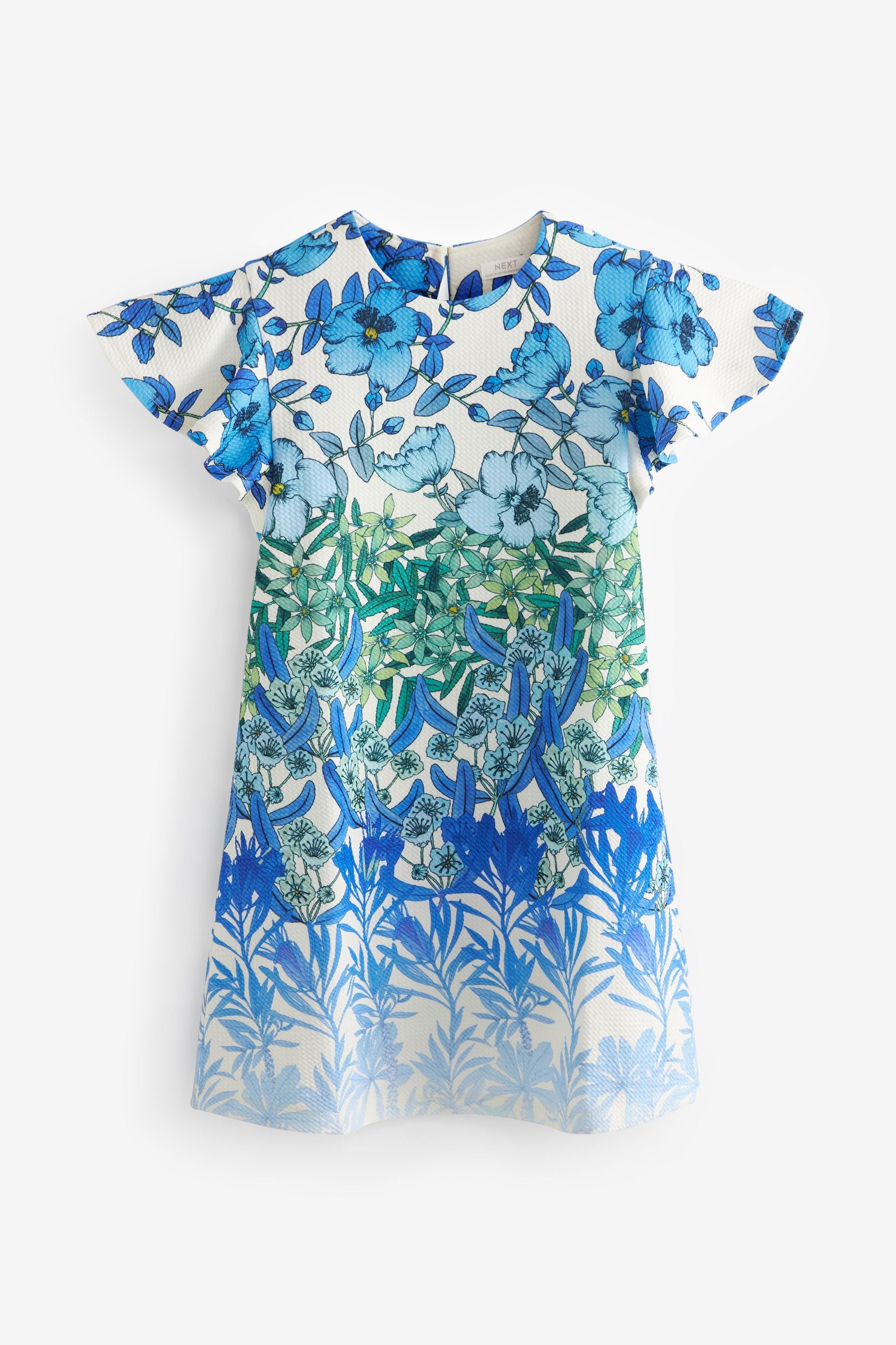 Blue/White Floral Print Ocassion Dress (1.5-16yrs)