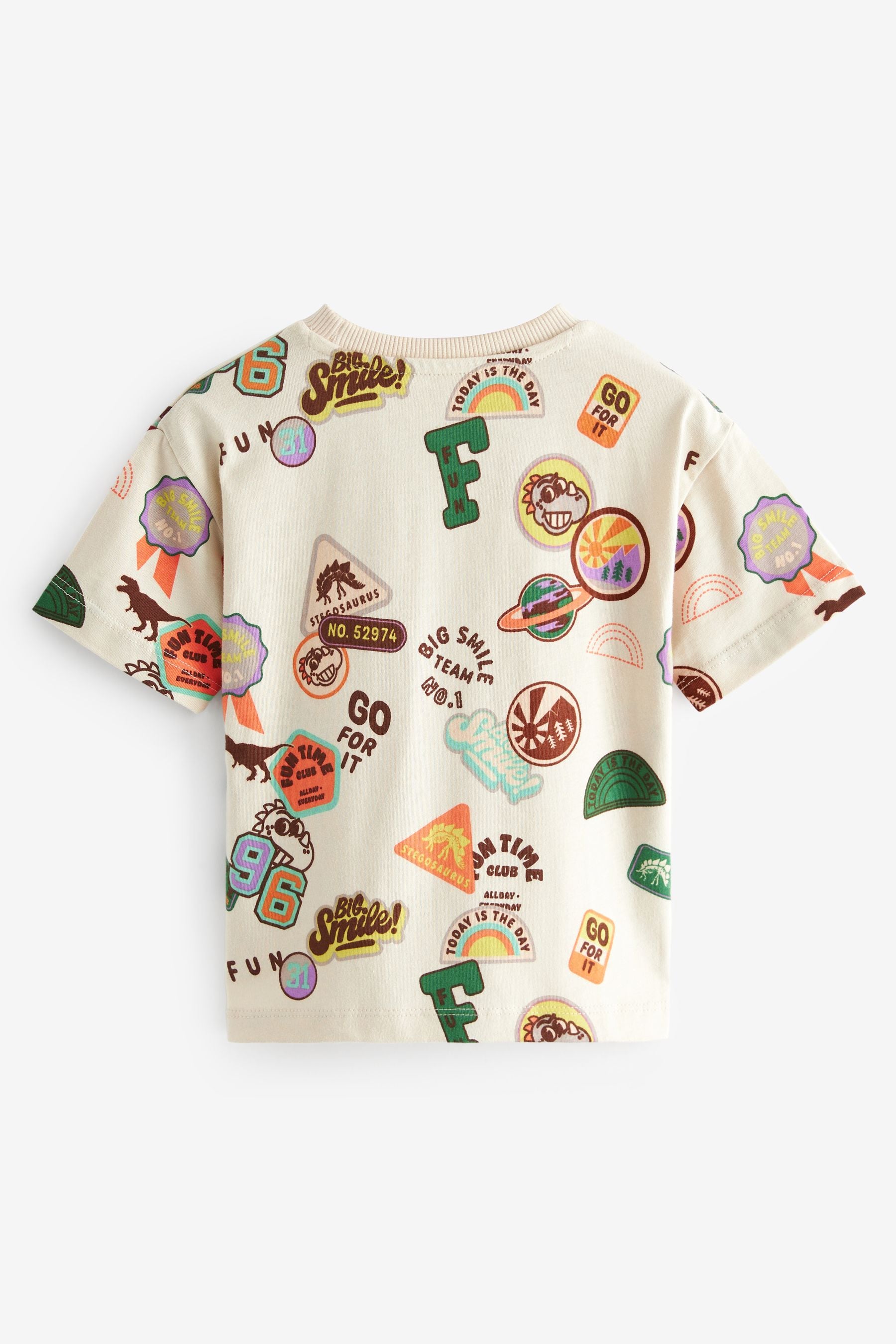 Ecru Badges Short Sleeve Varsity T-Shirt (3mths-7yrs)