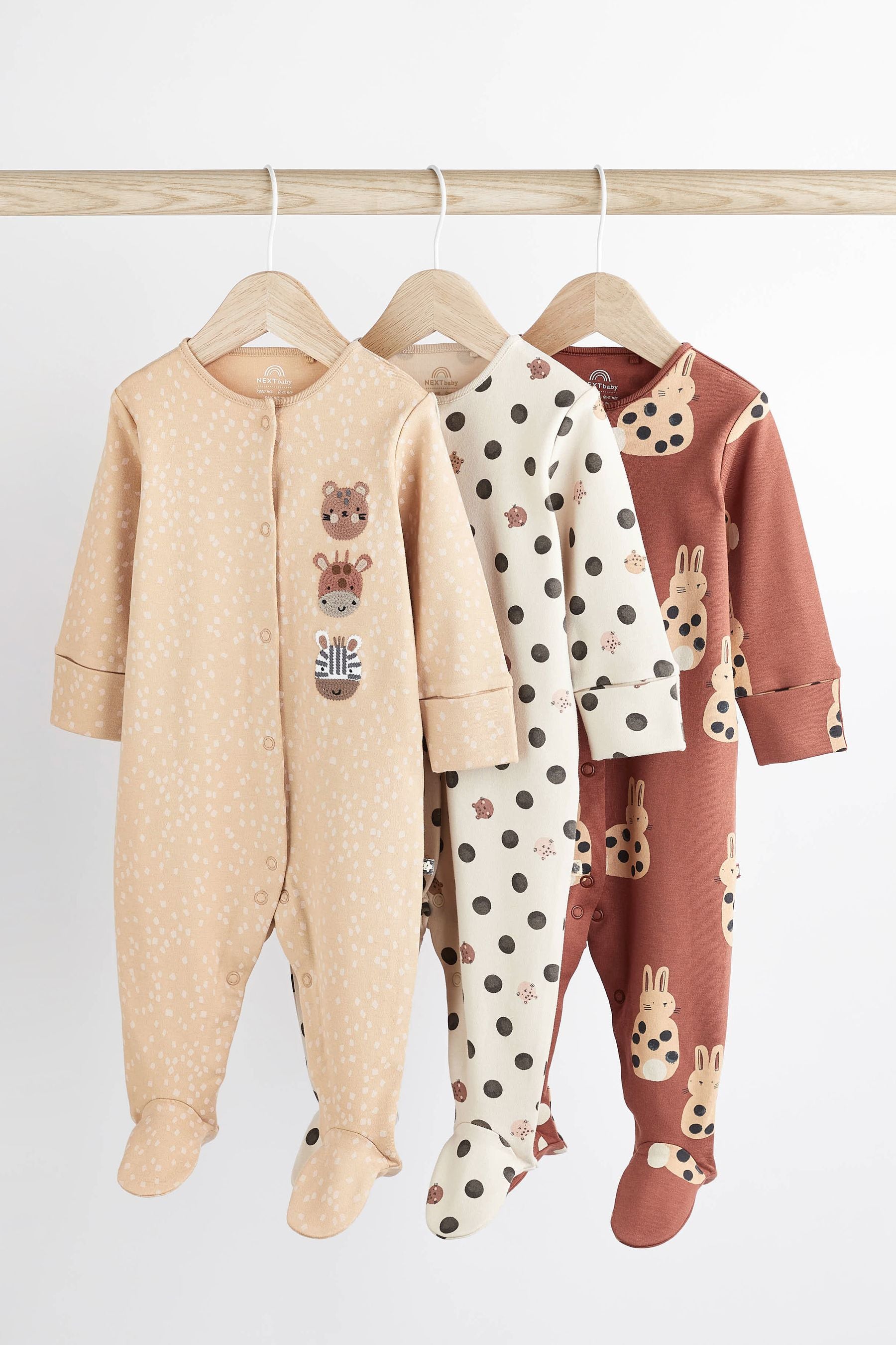 Orange Baby Character Sleepsuits 3 Pack (0-3yrs)