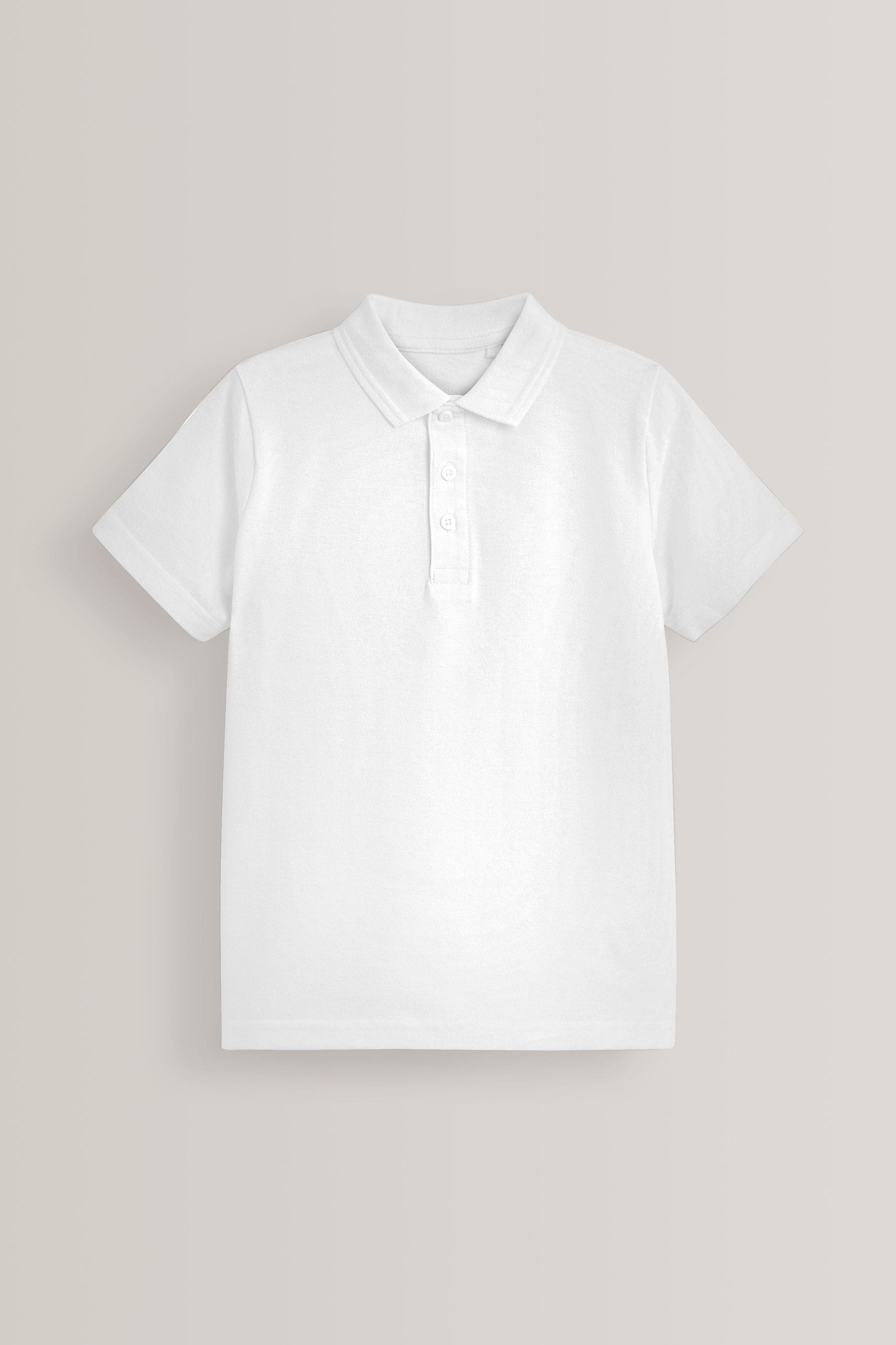 White 5 Pack Cotton School Short Sleeve 100% Cotton Polo Shirts (3-16yrs)