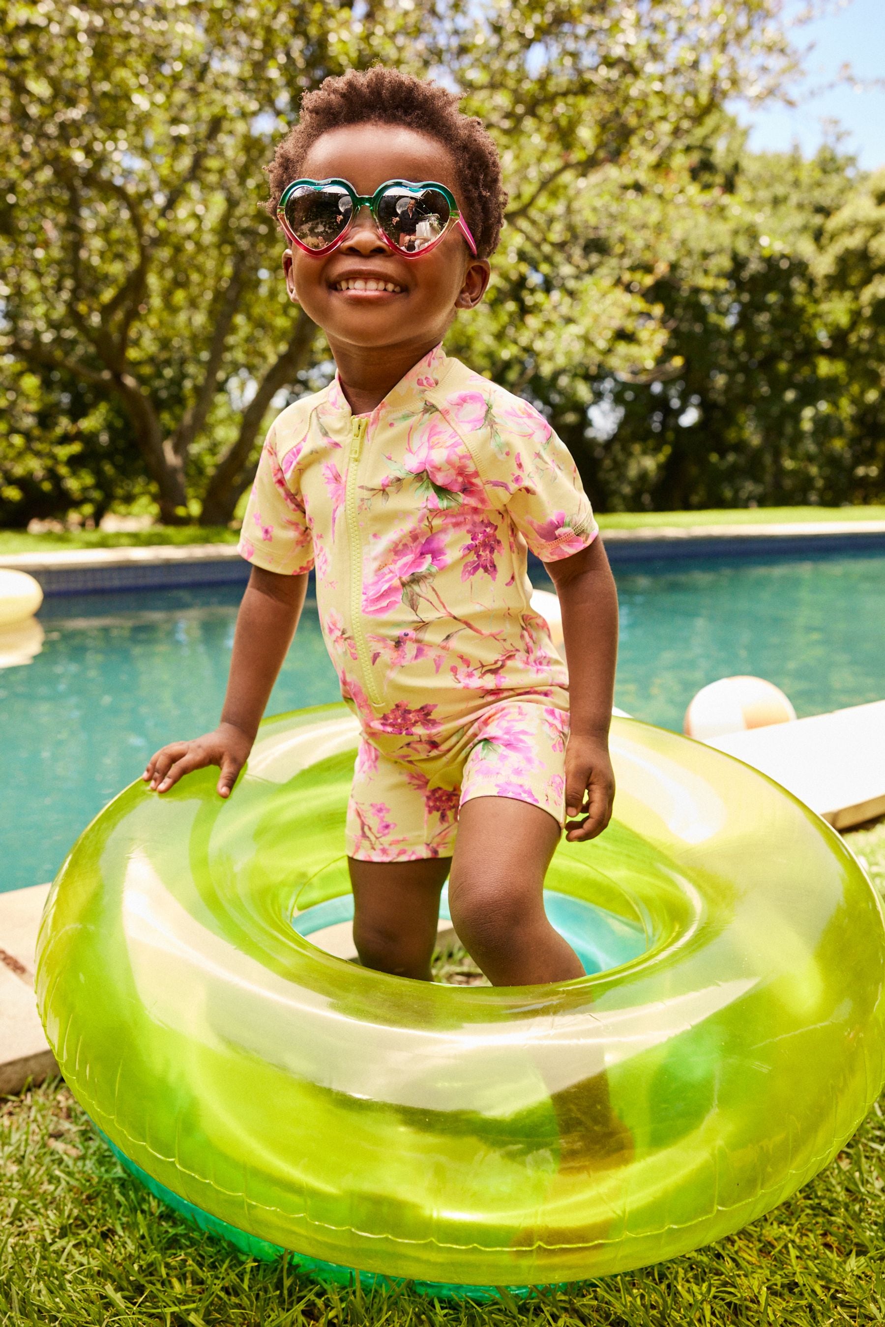 Yellow Floral Sunsafe Swimsuit (3mths-7yrs)