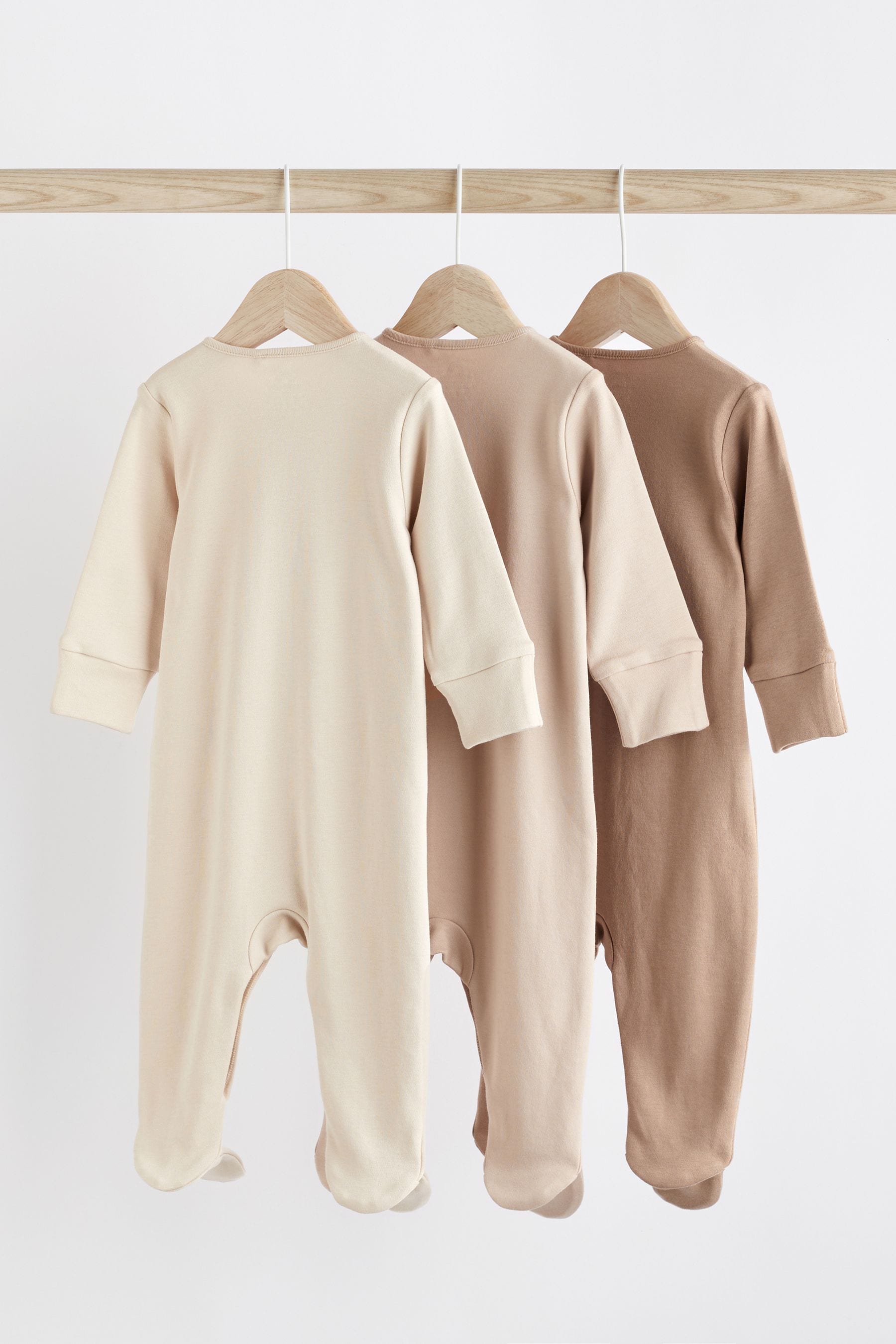 Oatmeal Baby Sleepsuits 3 Pack (0-3yrs)