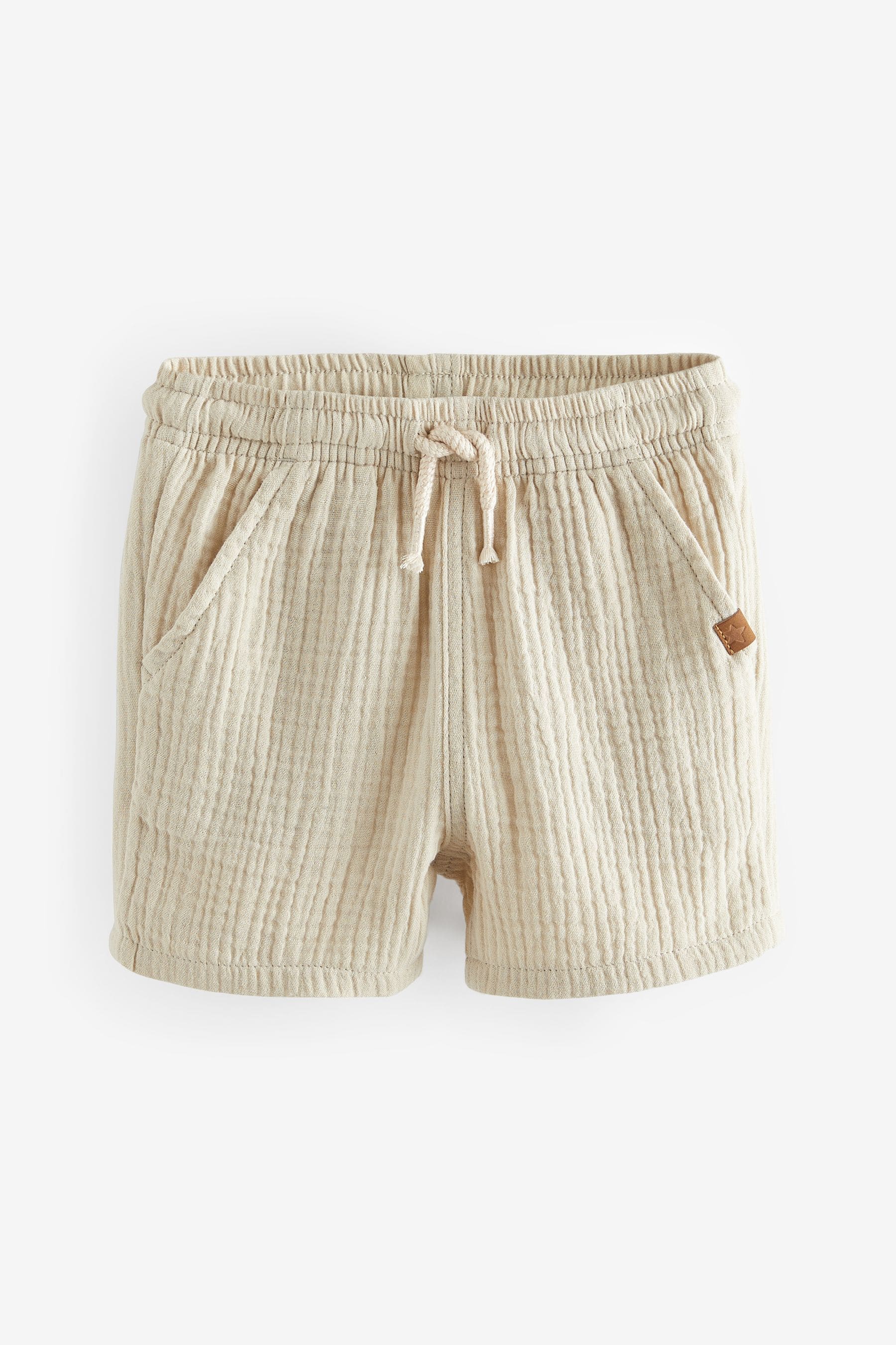 Ecru Cream Soft Textured Cotton Shorts (3mths-7yrs)