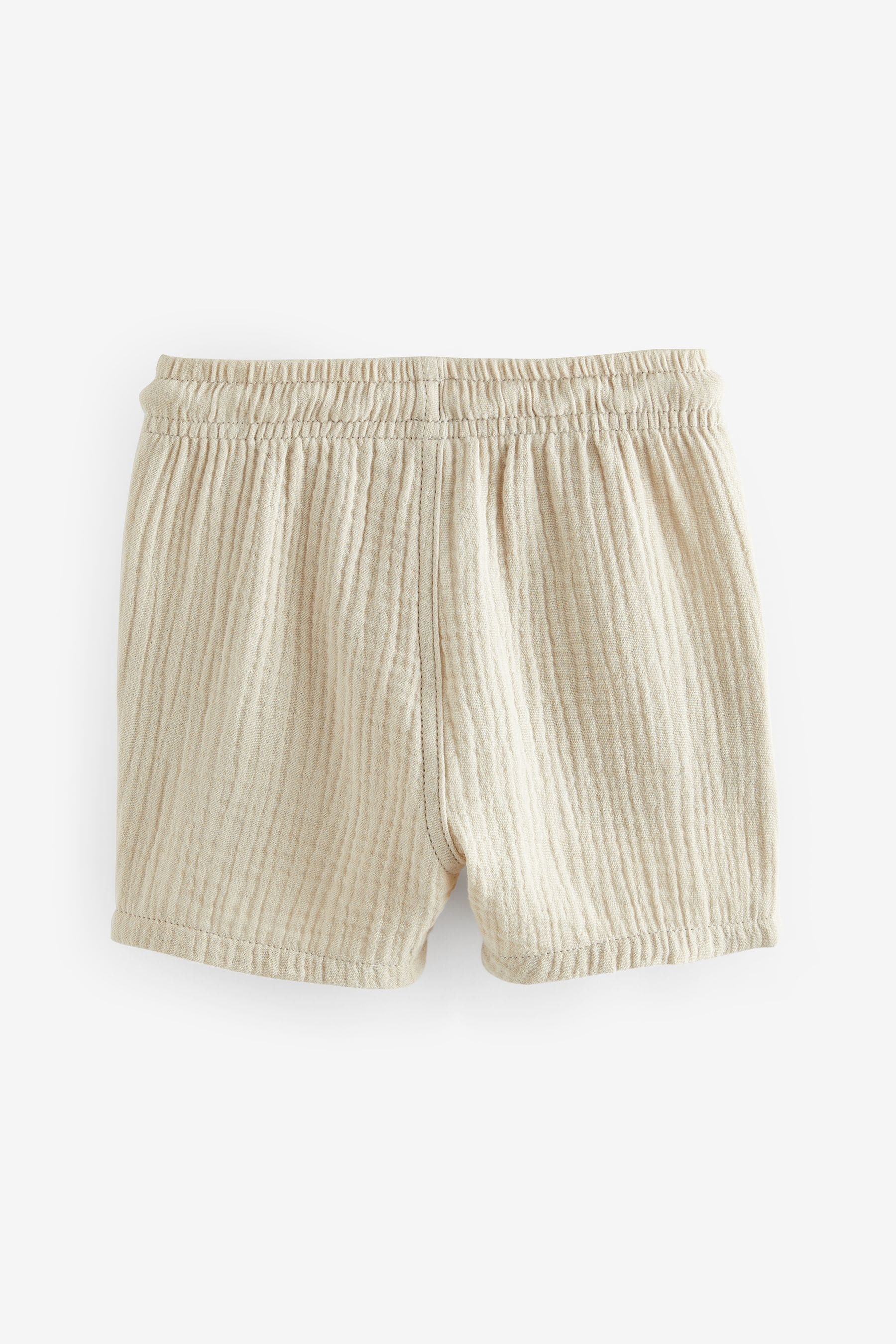 Ecru Cream Soft Textured Cotton Shorts (3mths-7yrs)