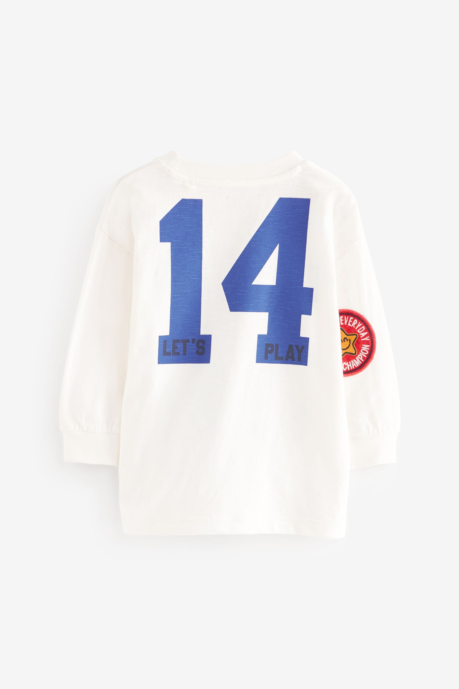 White Badges 100% Cotton Long Sleeve Varsity T-Shirt (3mths-7yrs)