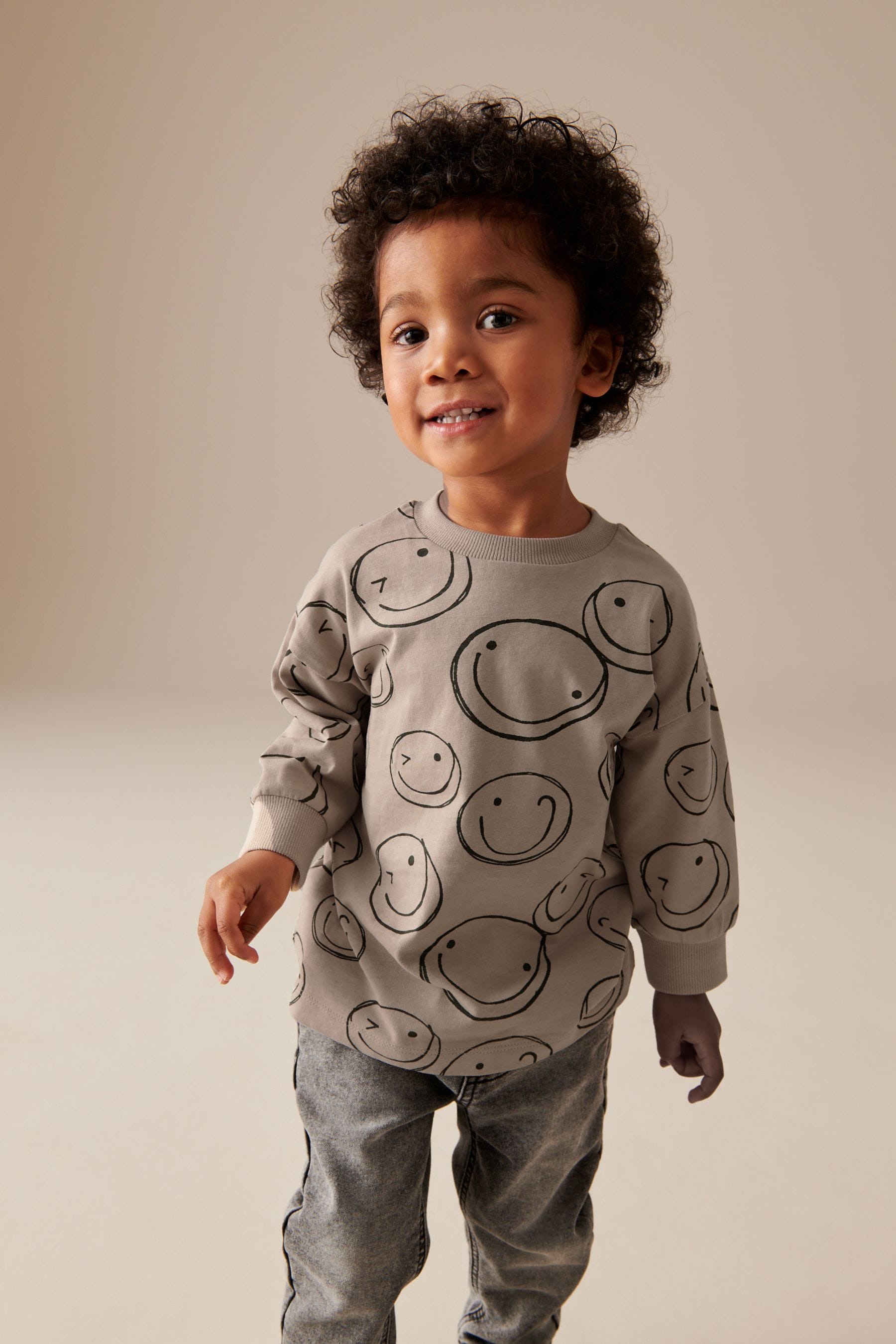 Neutral 100% Cotton All-Over Print Long Sleeve T-Shirt (3mths-7yrs)