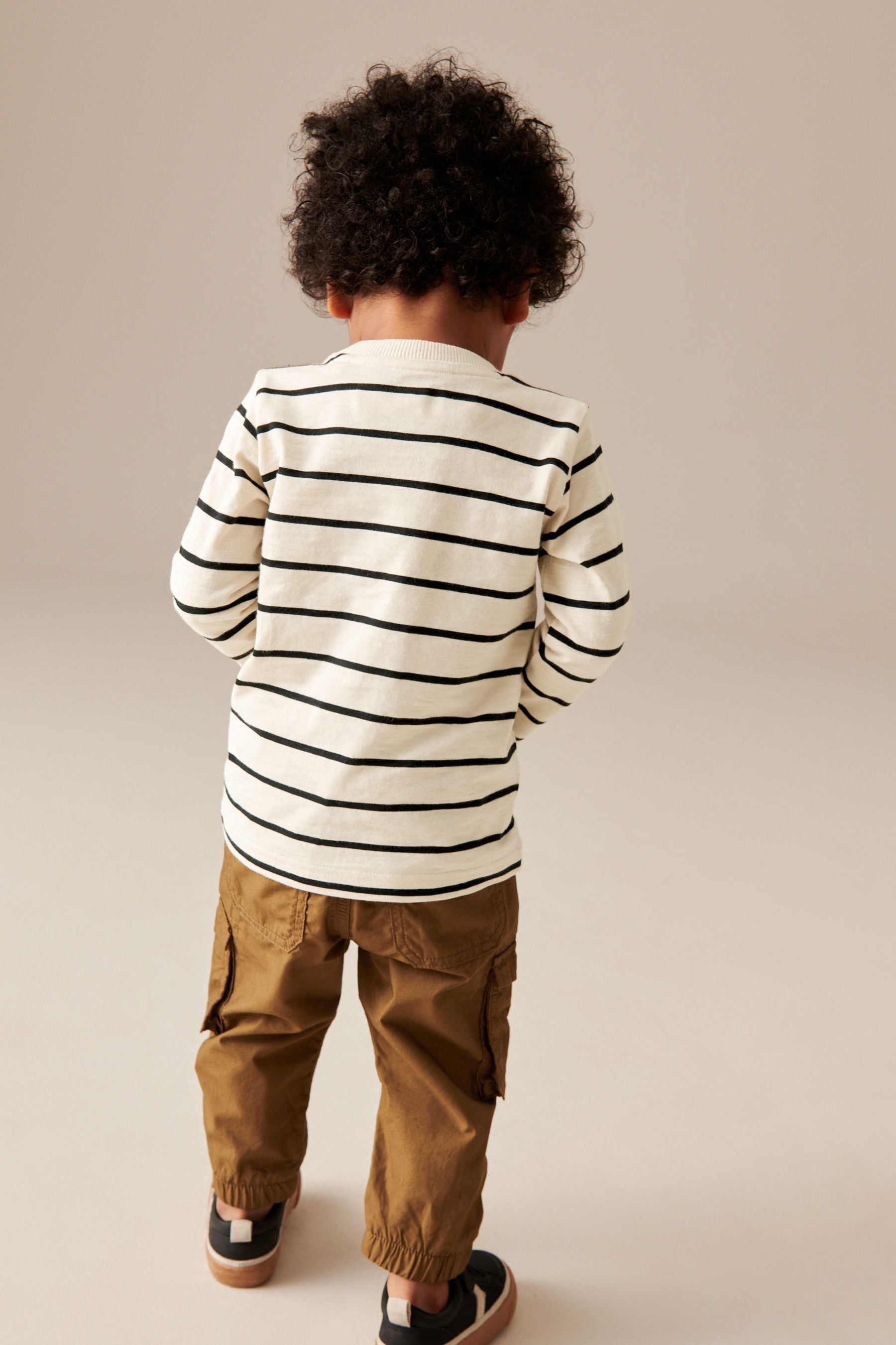 Ecru Stripe 100% Cotton Long Sleeve Character T-Shirt (3mths-7yrs)