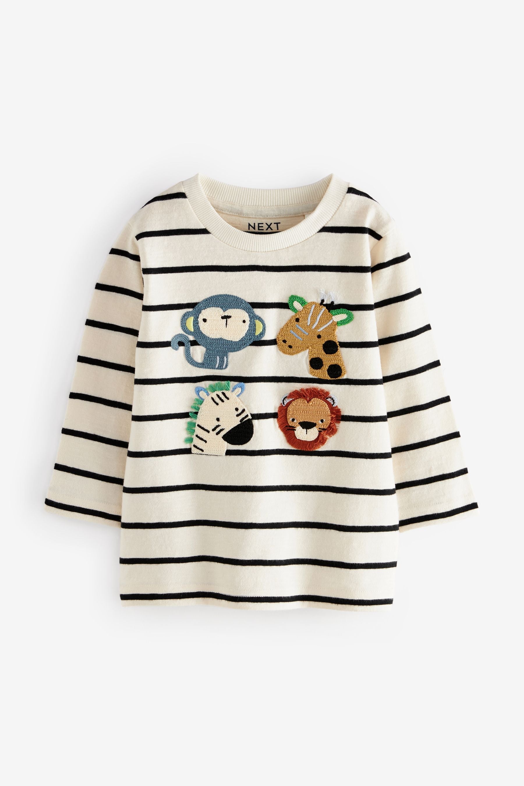 Ecru Stripe 100% Cotton Long Sleeve Character T-Shirt (3mths-7yrs)